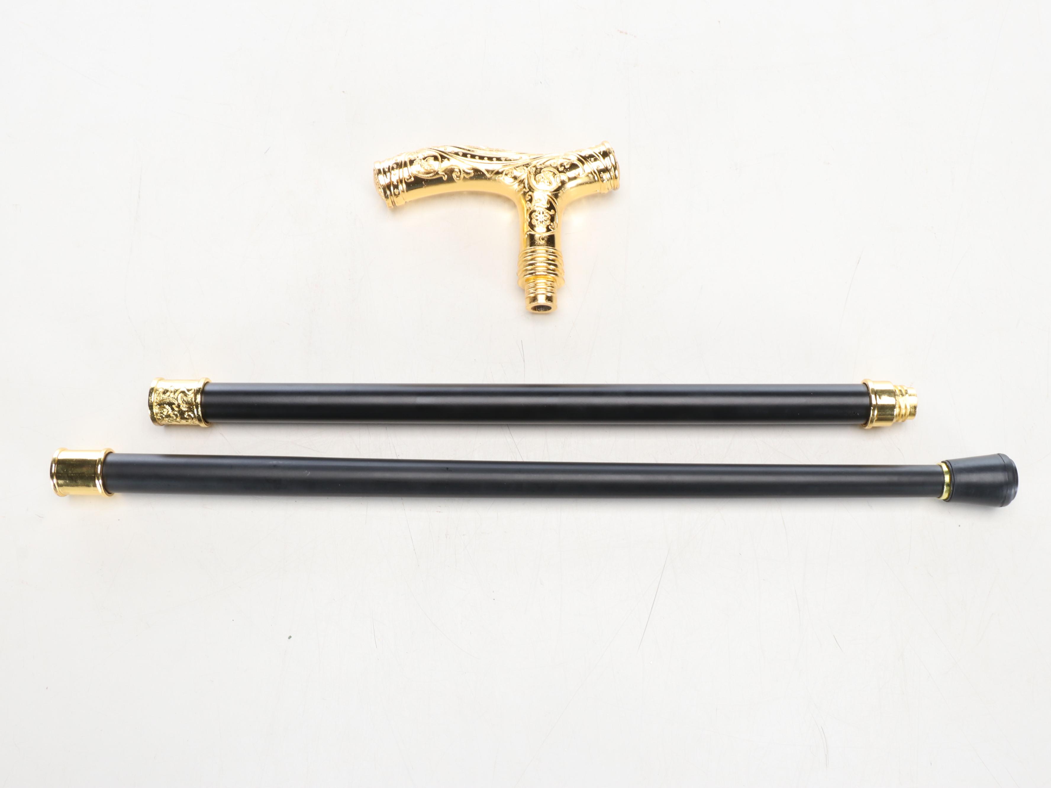 Gold Finished Derby Handle Sword Cane