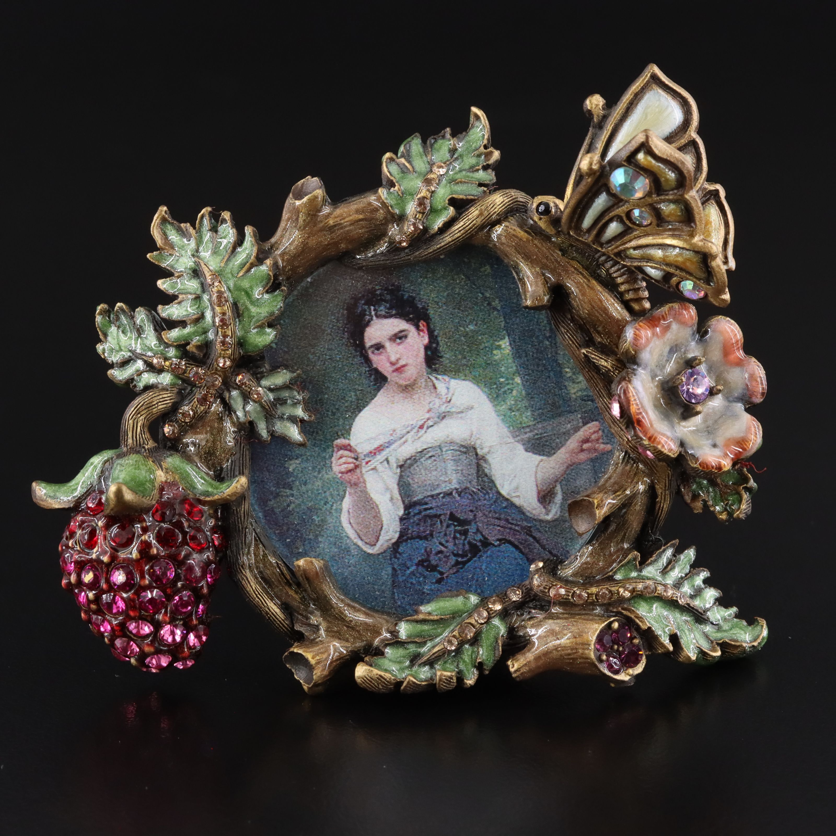 Jay Strongwater Rhinestone Butterfly Brooch and Photo Stand