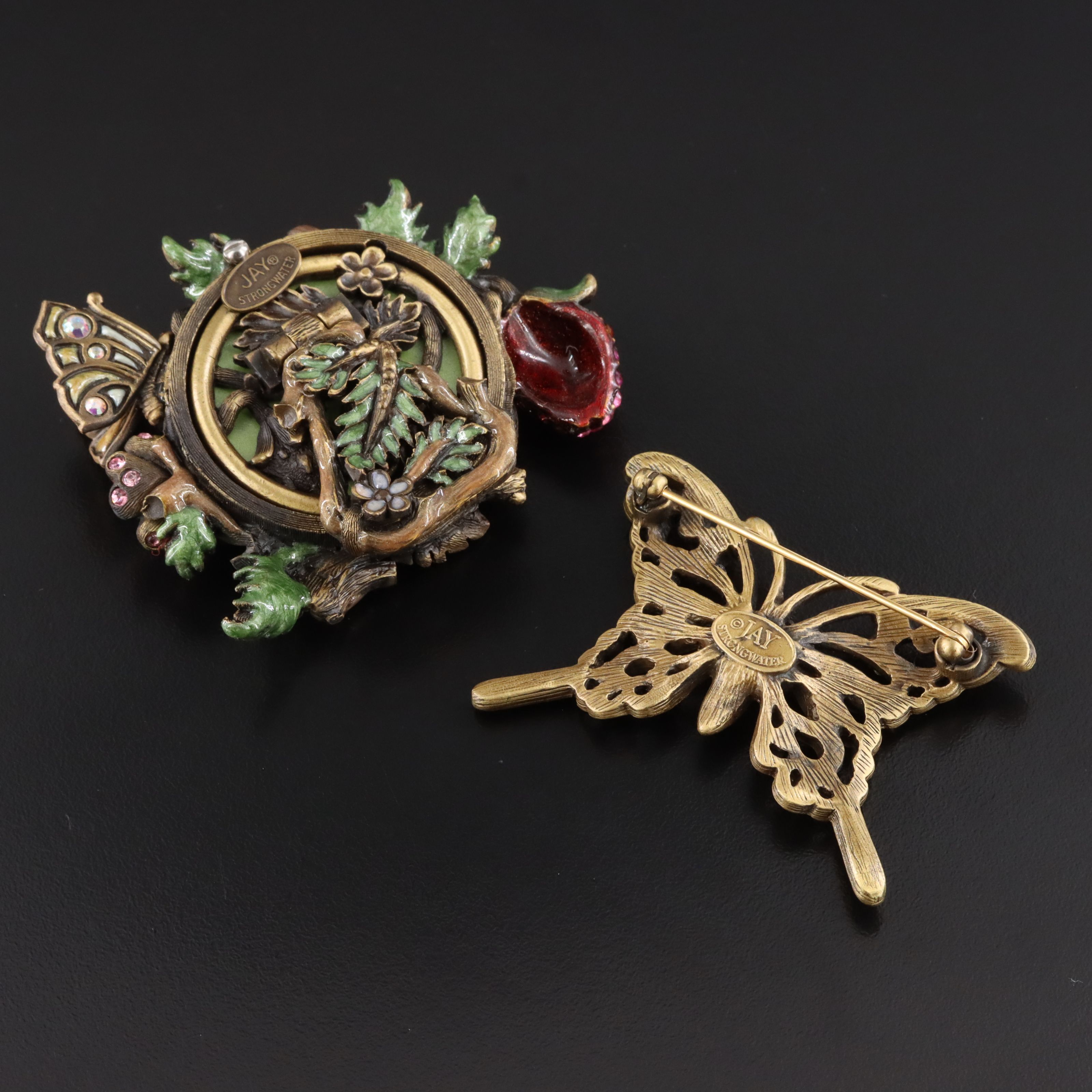 Jay Strongwater Rhinestone Butterfly Brooch and Photo Stand
