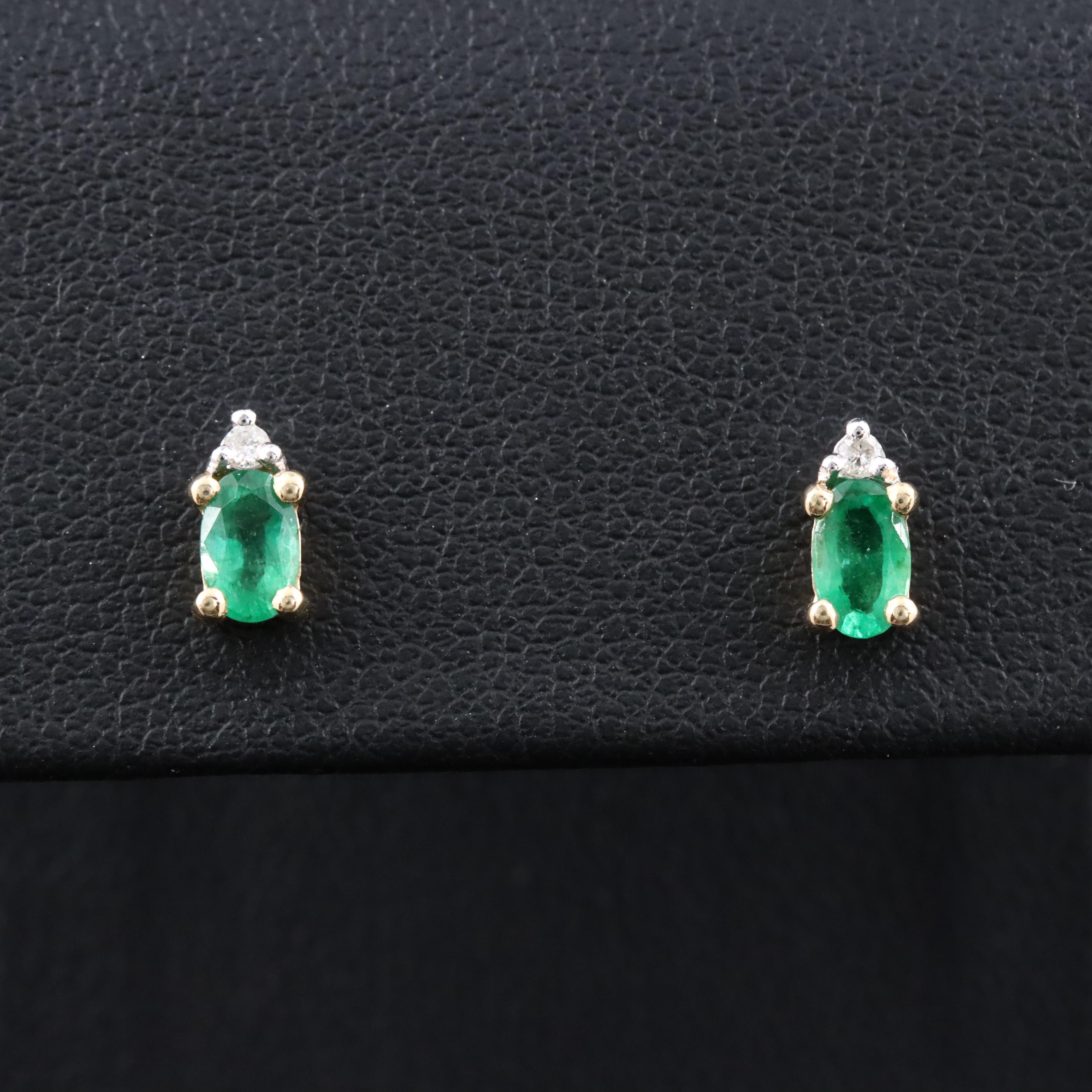 14K Emerald and Diamond Earrings