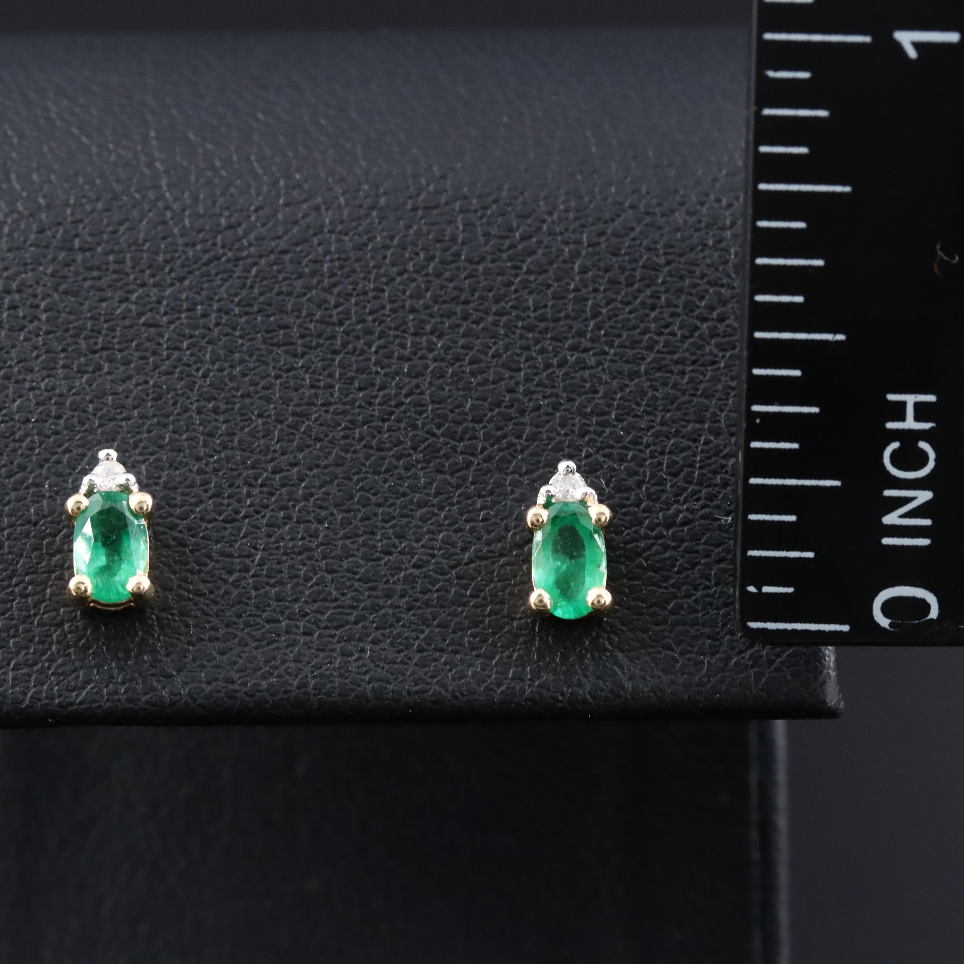 14K Emerald and Diamond Earrings
