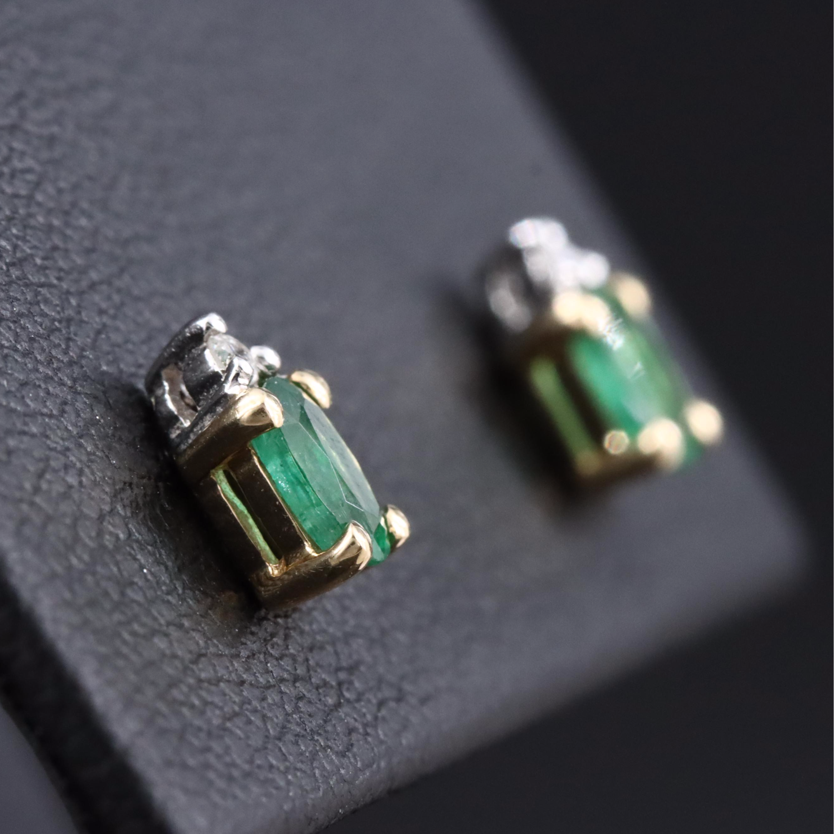 14K Emerald and Diamond Earrings