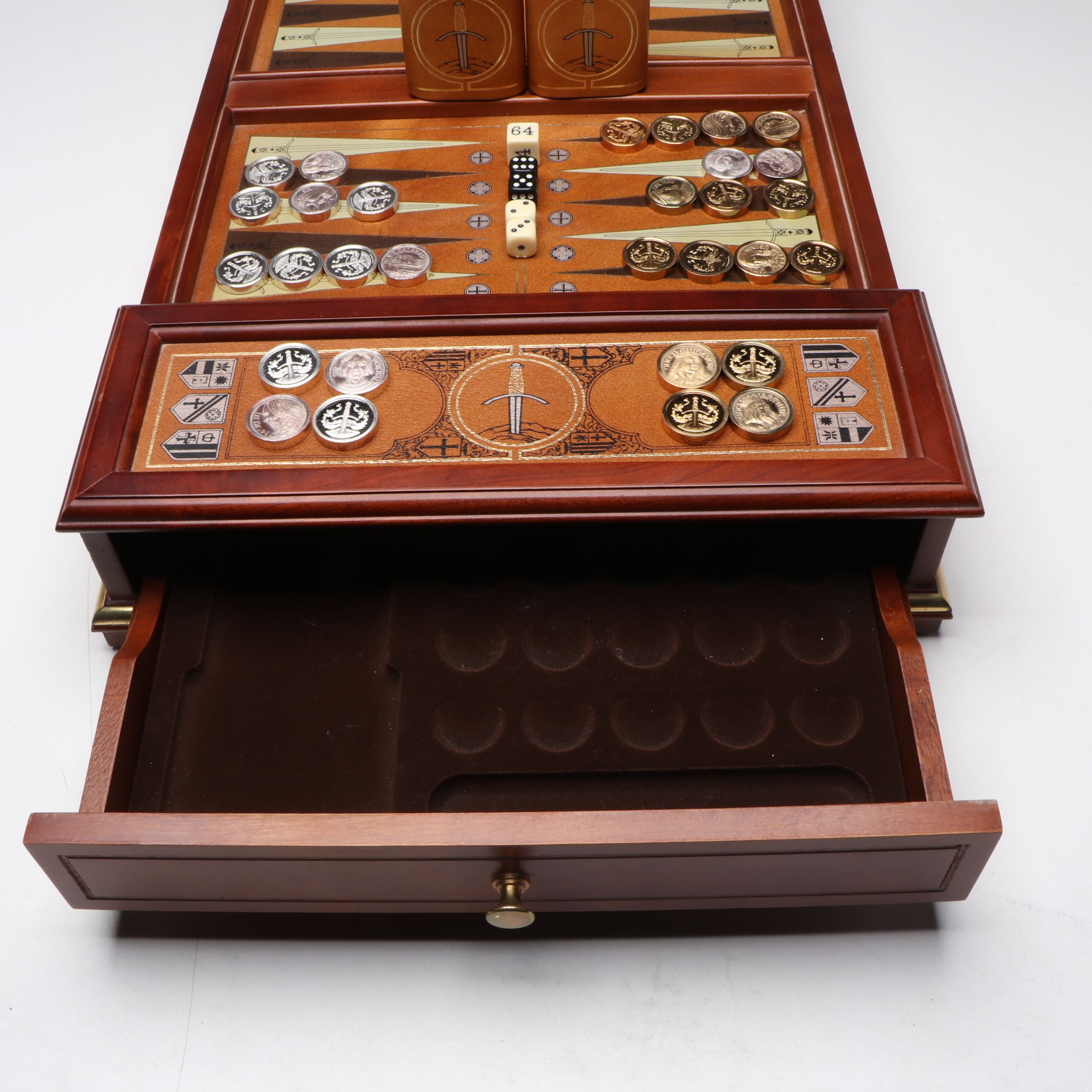 Franklin Mint "Excalibur" Limited Edition Backgammon Game Set, Late 20th Century