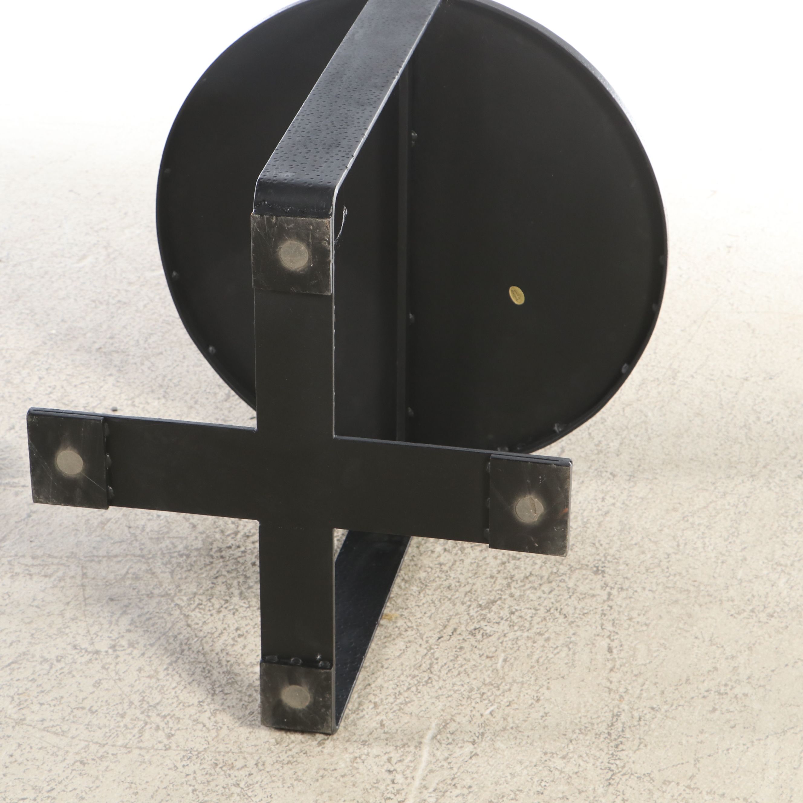 Pair of Contemporary Iron End Tables with Pitted Finish