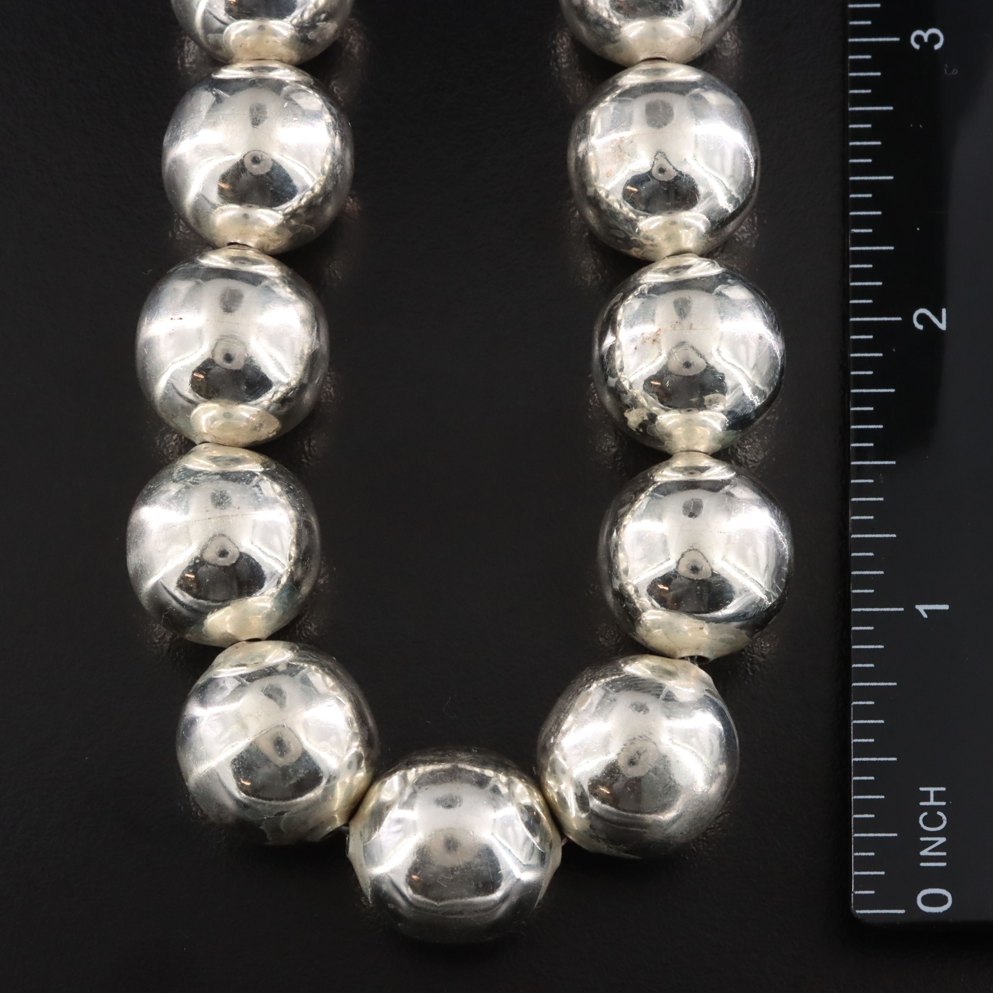 Mexican Sterling Graduated Bead Necklace