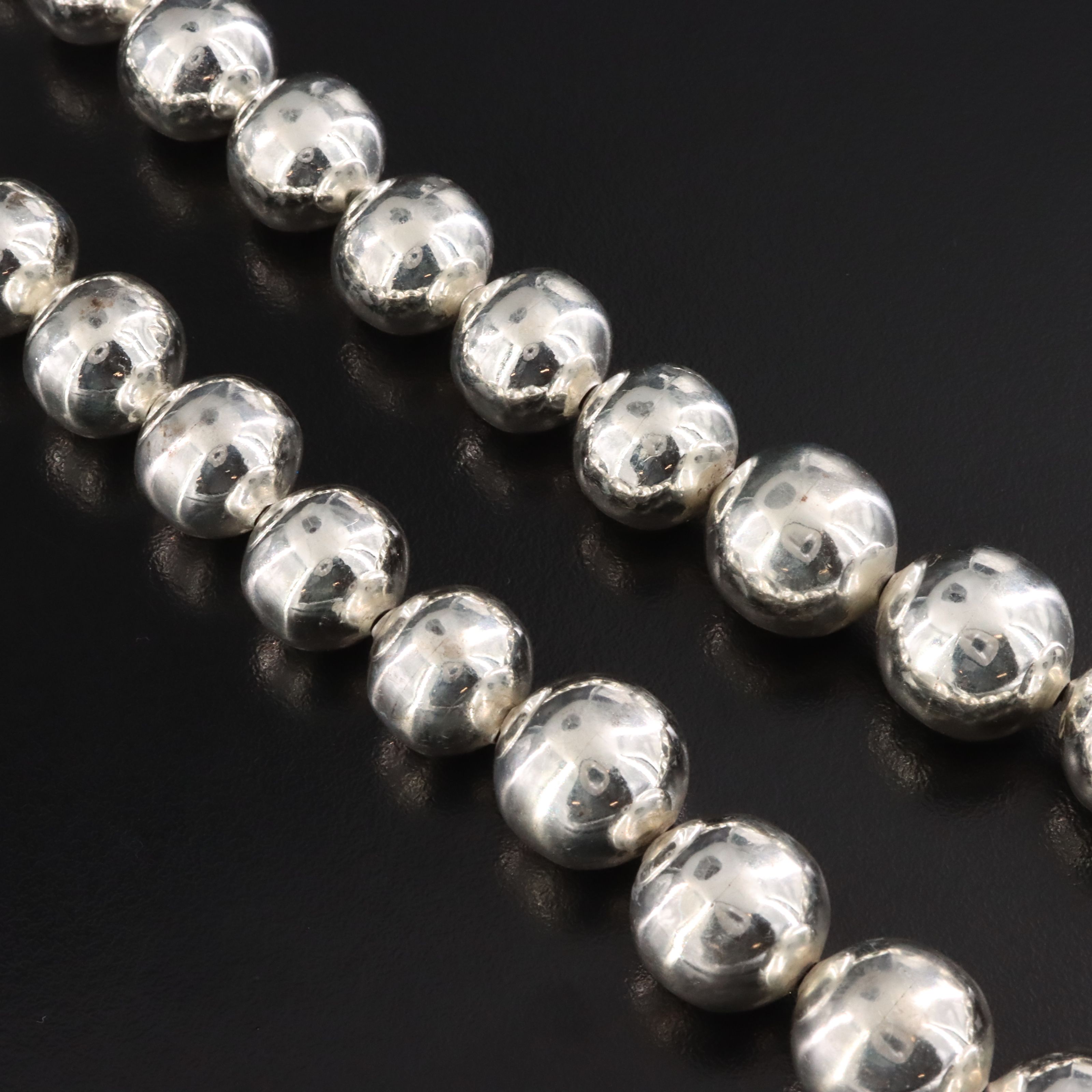 Mexican Sterling Graduated Bead Necklace