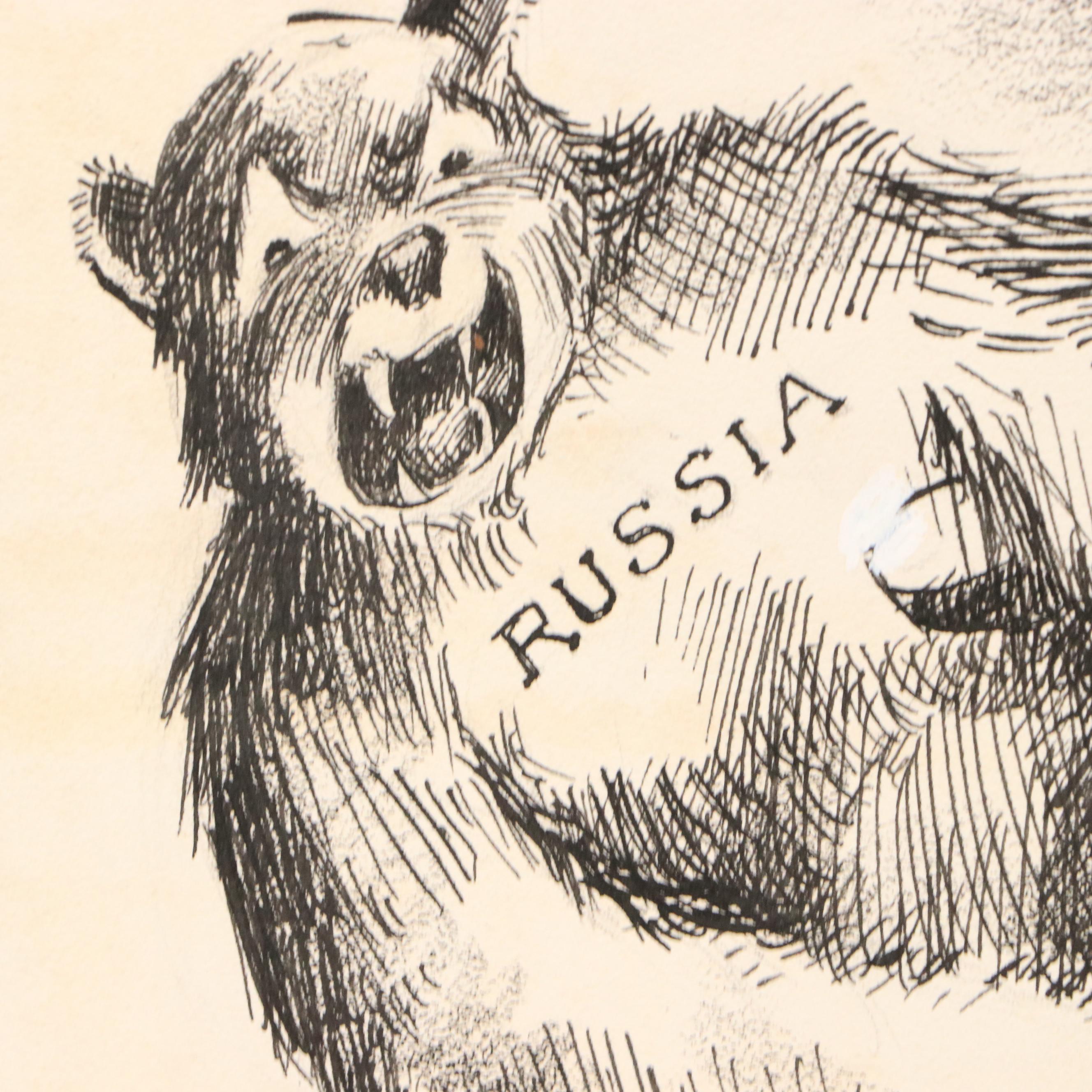 Shepard Mixed Media Cartoons of WWII Eastern Front Military Campaigns, 1940s