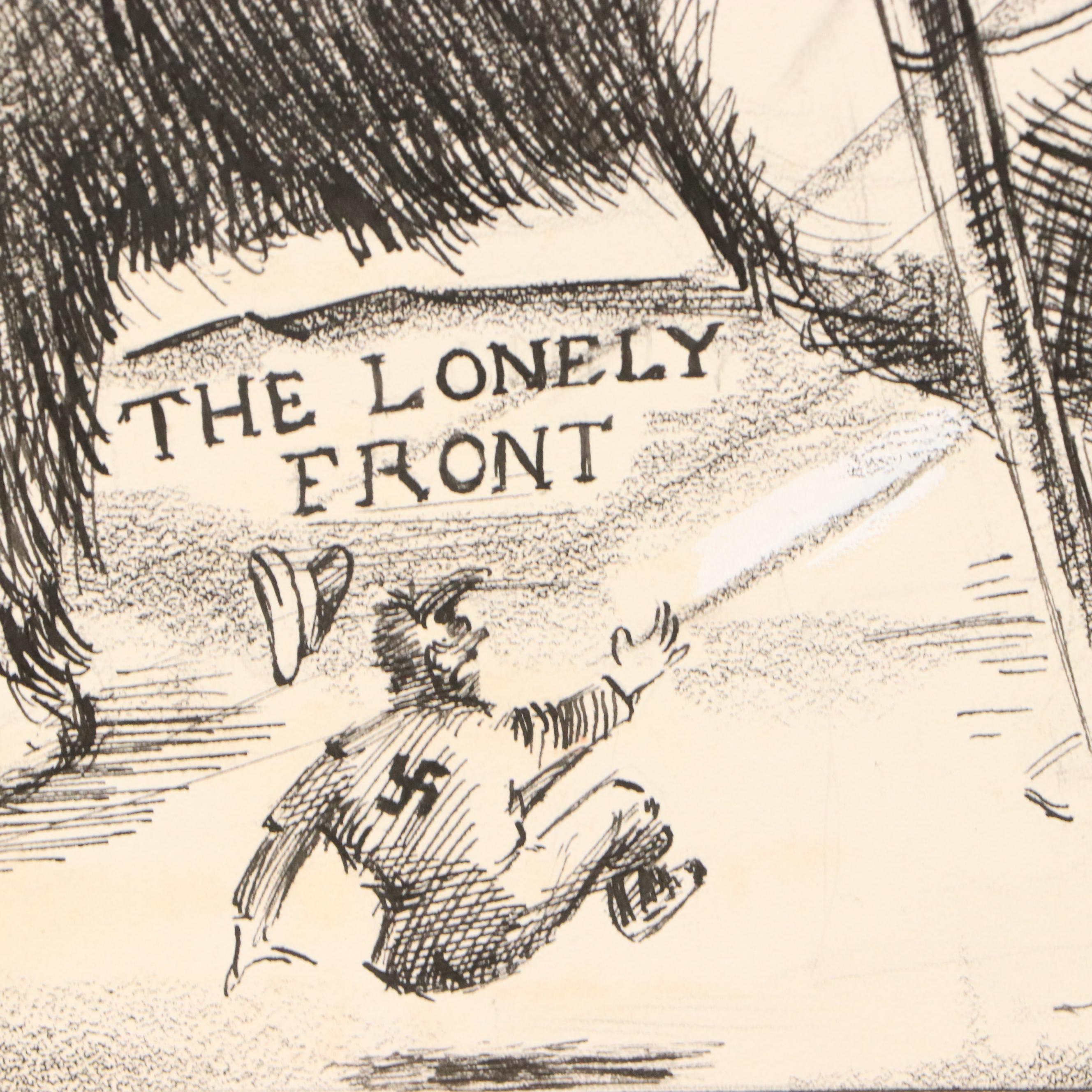 Shepard Mixed Media Cartoons of WWII Eastern Front Military Campaigns, 1940s