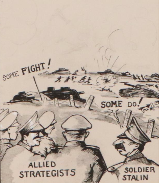 Shepard Mixed Media Cartoons of WWII Eastern Front Military Campaigns, 1940s