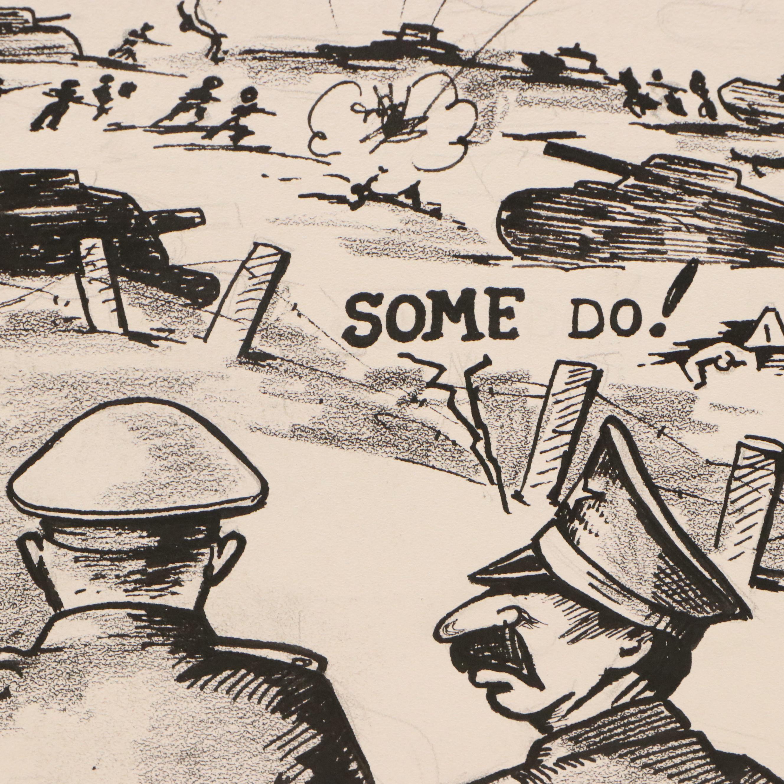 Shepard Mixed Media Cartoons of WWII Eastern Front Military Campaigns, 1940s