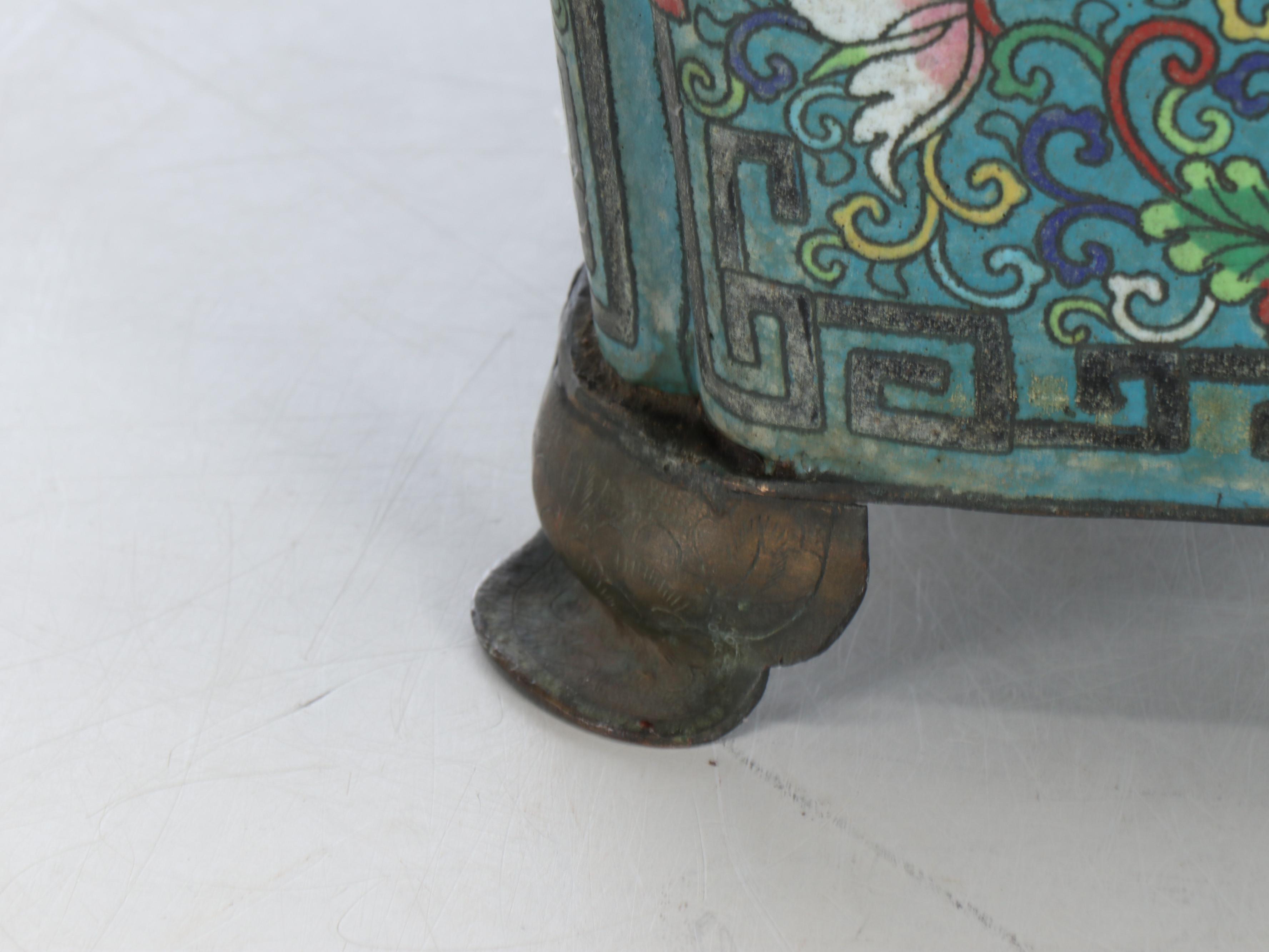 Chinese Carved Rose Quartz, Agate, and Glass Bonsai in Cloisonné Base