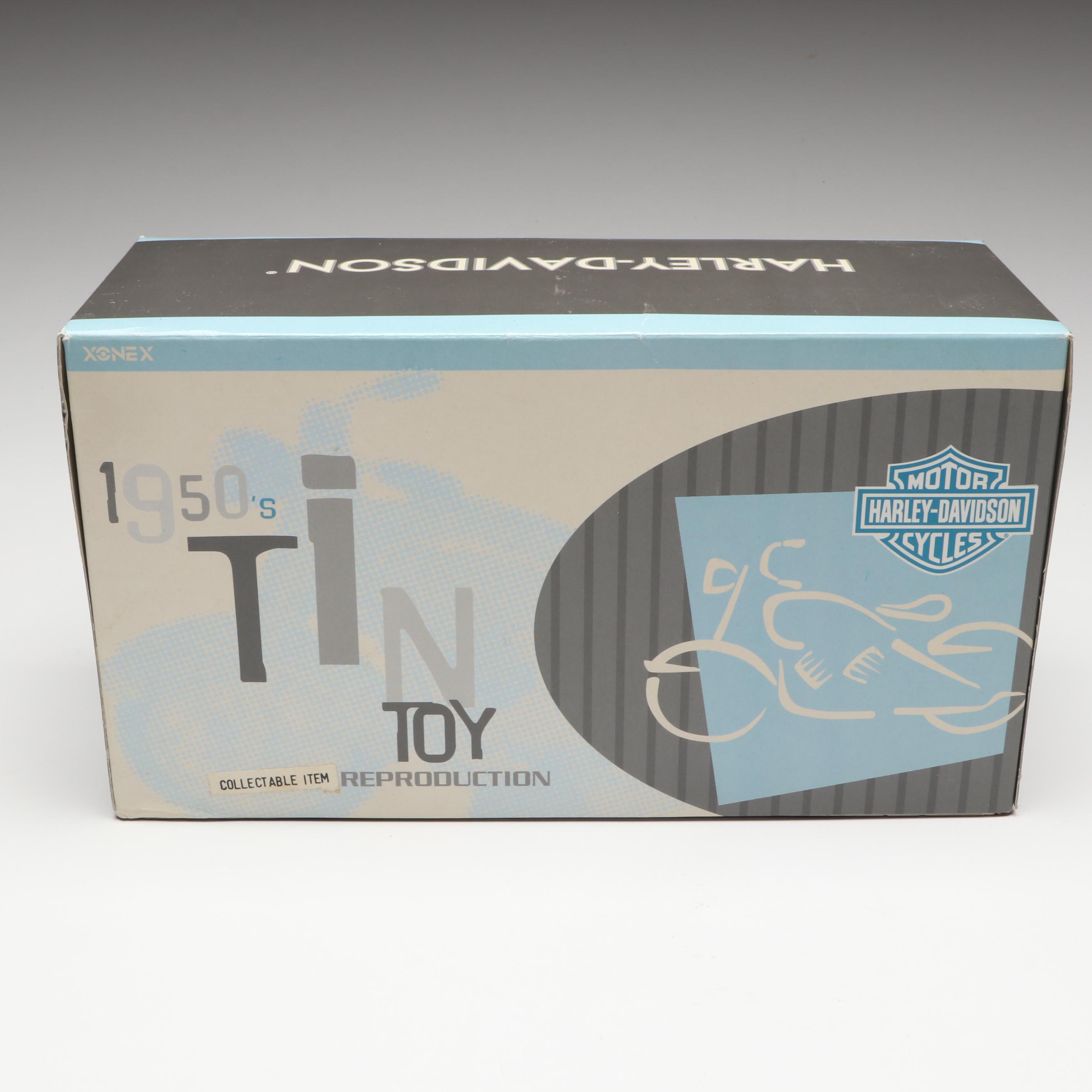 Harley-Davidson "Tin Toy" Vintage Model Motorcycle with Ceramic Mug