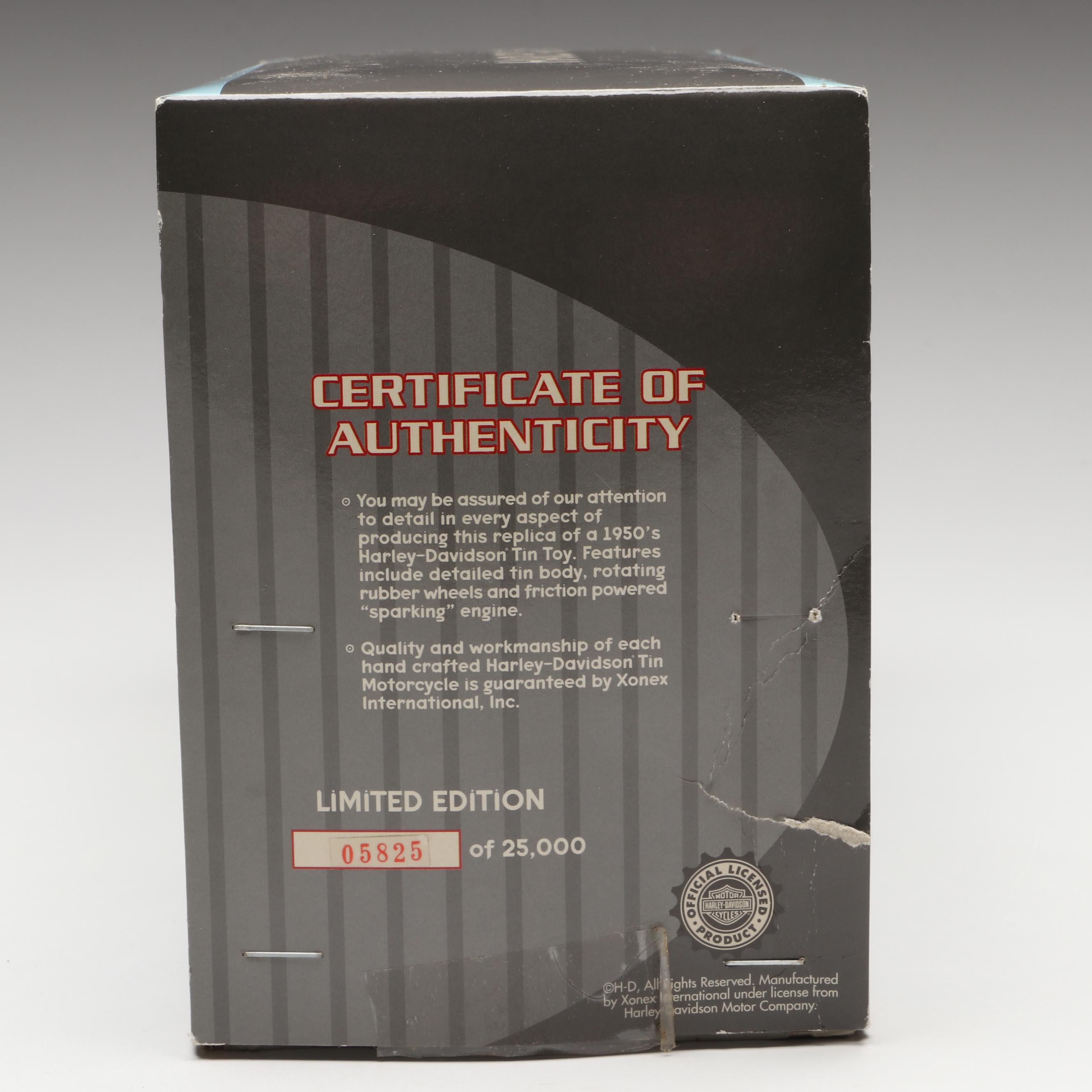 Harley-Davidson "Tin Toy" Vintage Model Motorcycle with Ceramic Mug