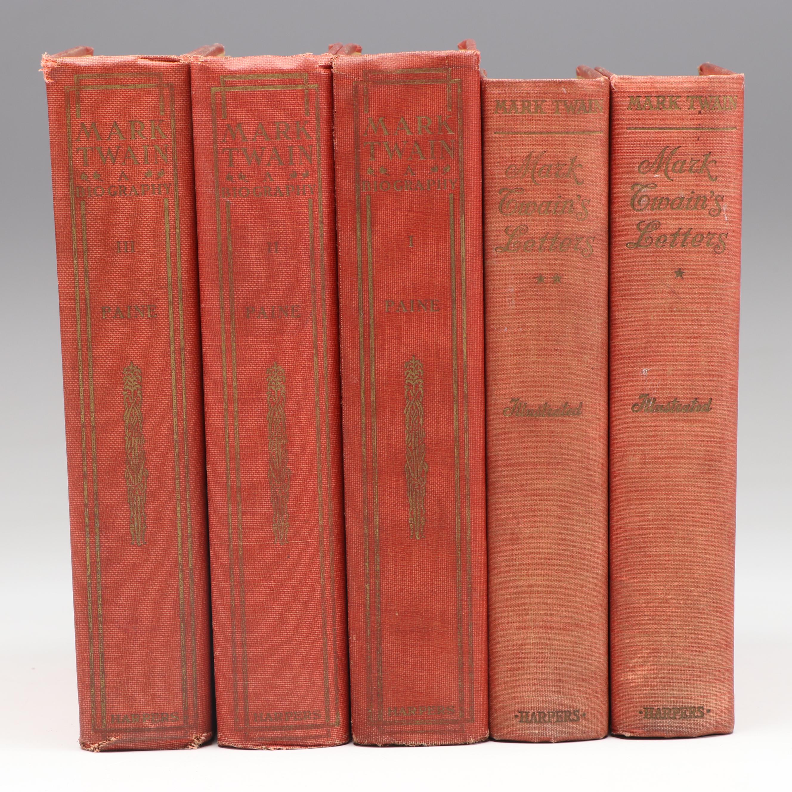 "Mark Twain: A Biography" Three-Volume Set by Albert Bigelow Paine and More