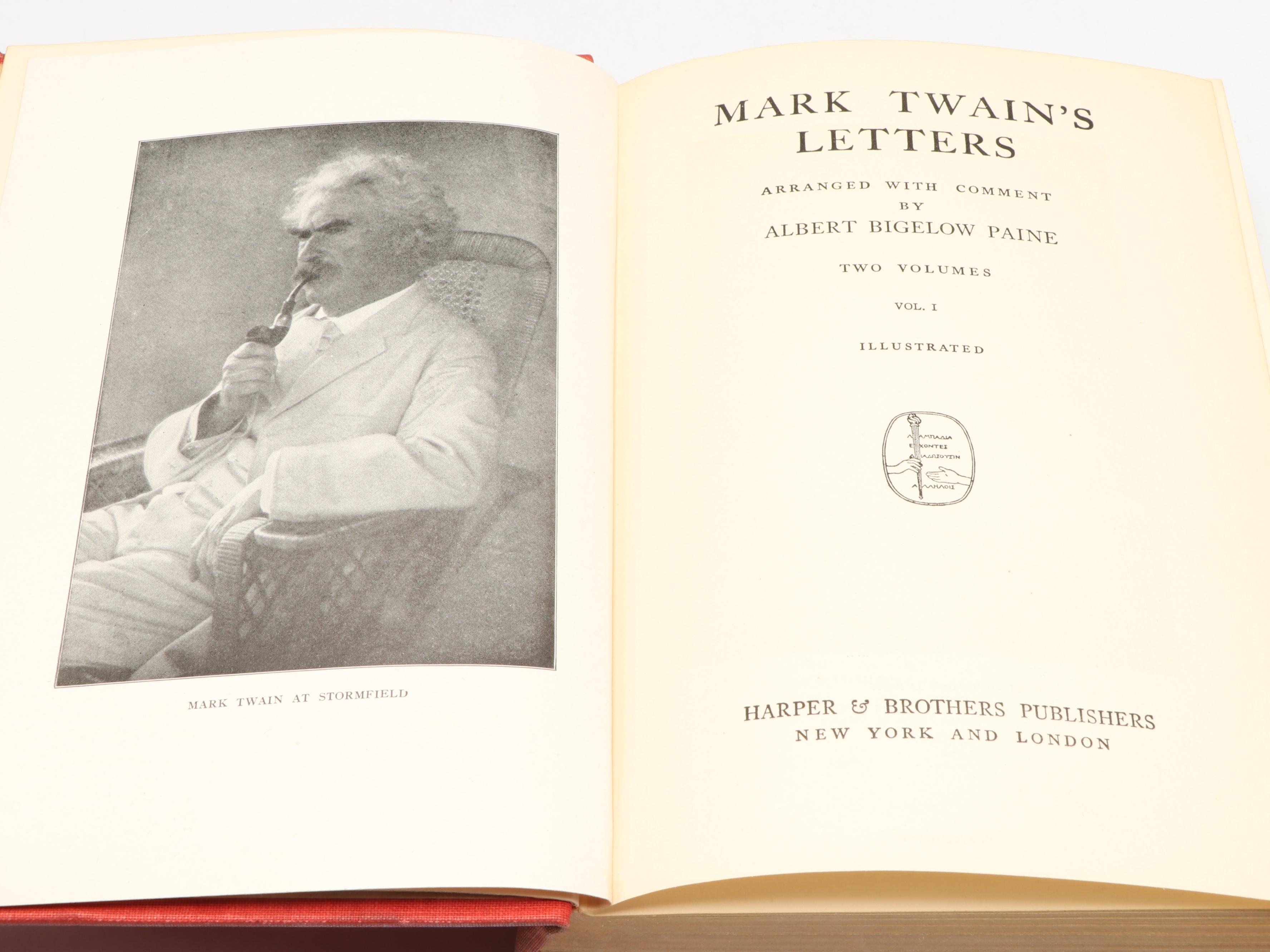 "Mark Twain: A Biography" Three-Volume Set by Albert Bigelow Paine and More