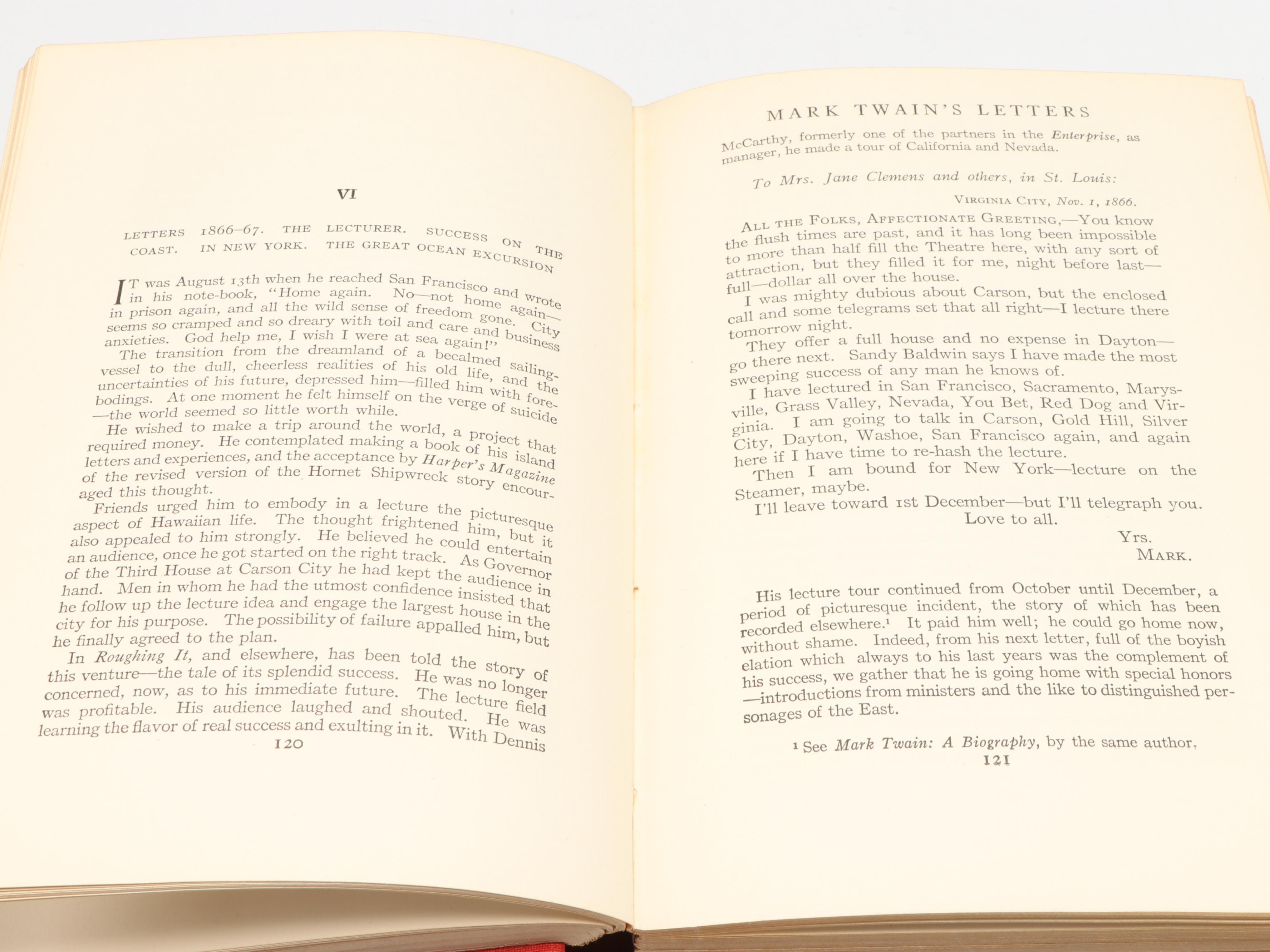 "Mark Twain: A Biography" Three-Volume Set by Albert Bigelow Paine and More