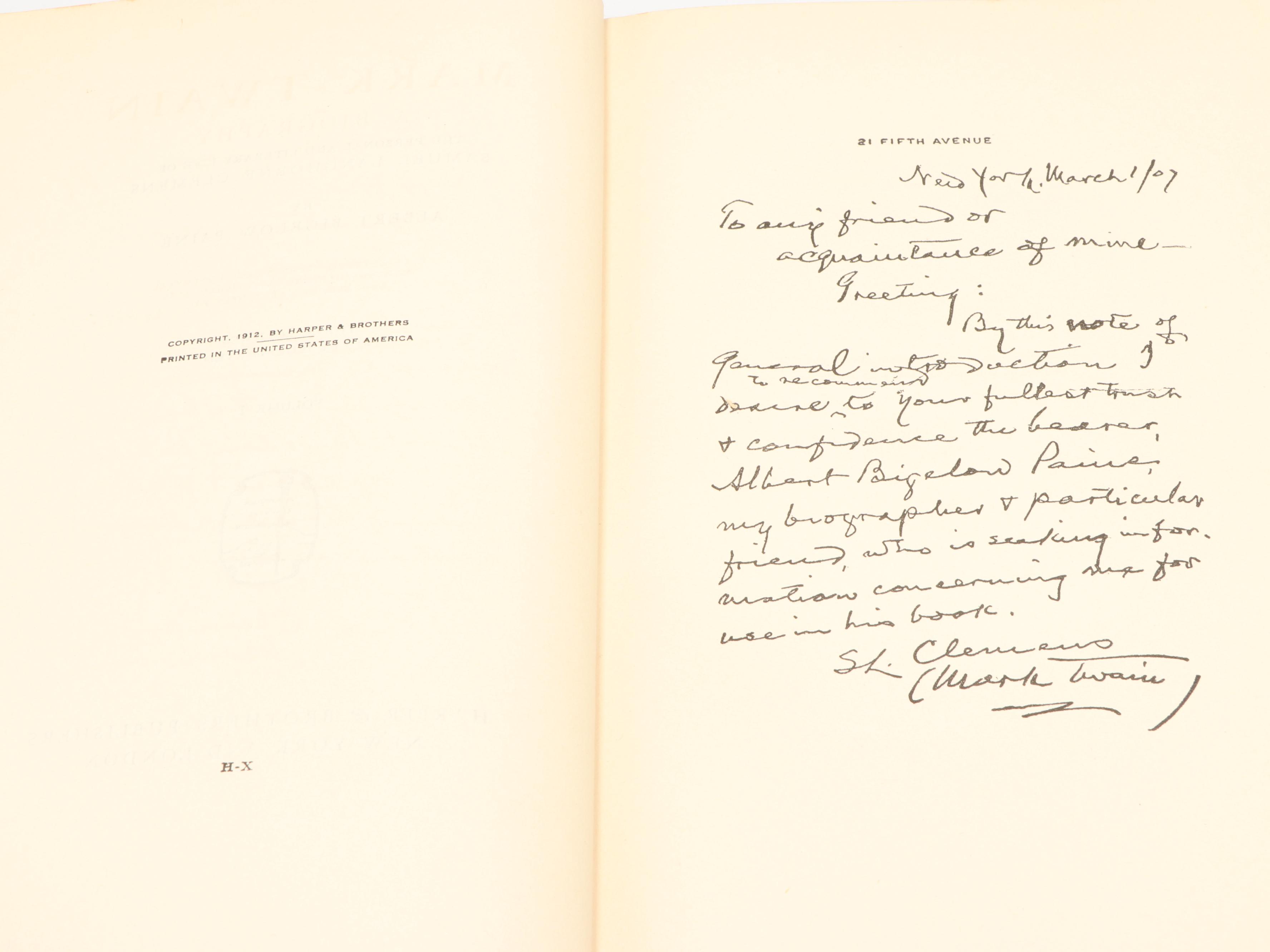 "Mark Twain: A Biography" Three-Volume Set by Albert Bigelow Paine and More