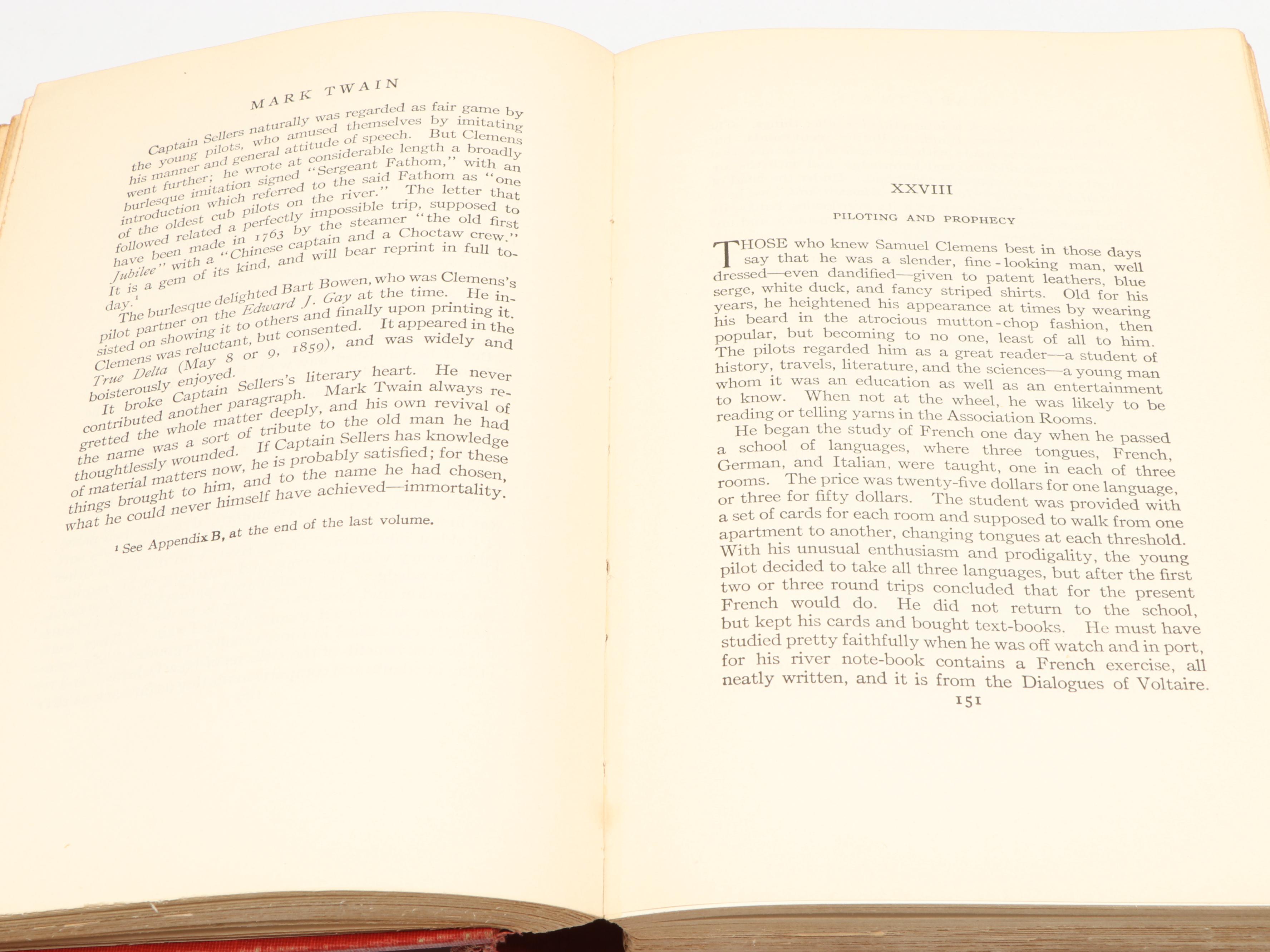 "Mark Twain: A Biography" Three-Volume Set by Albert Bigelow Paine and More