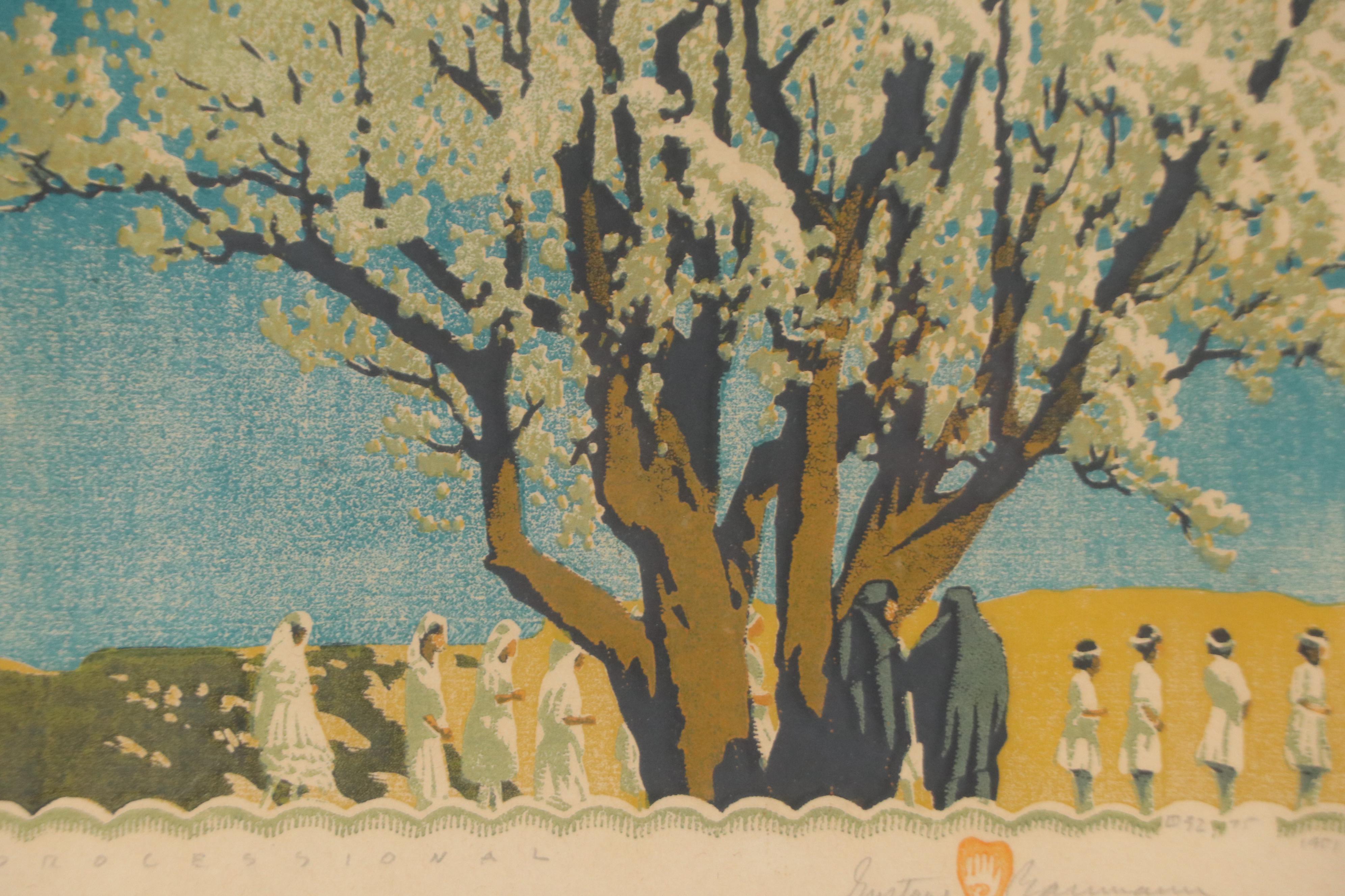 Gustave Baumann Woodcut "Processional," 1951