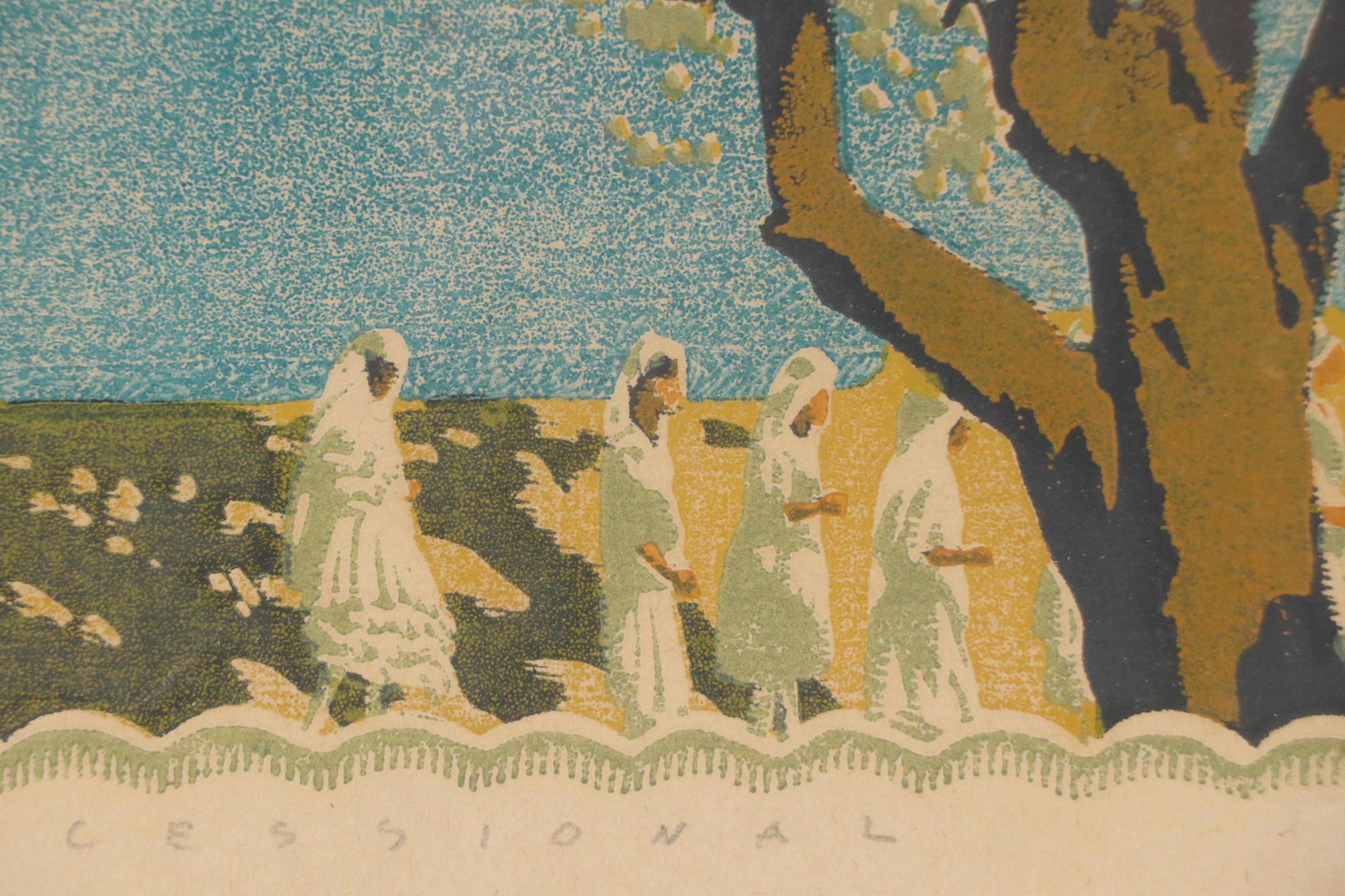 Gustave Baumann Woodcut "Processional," 1951
