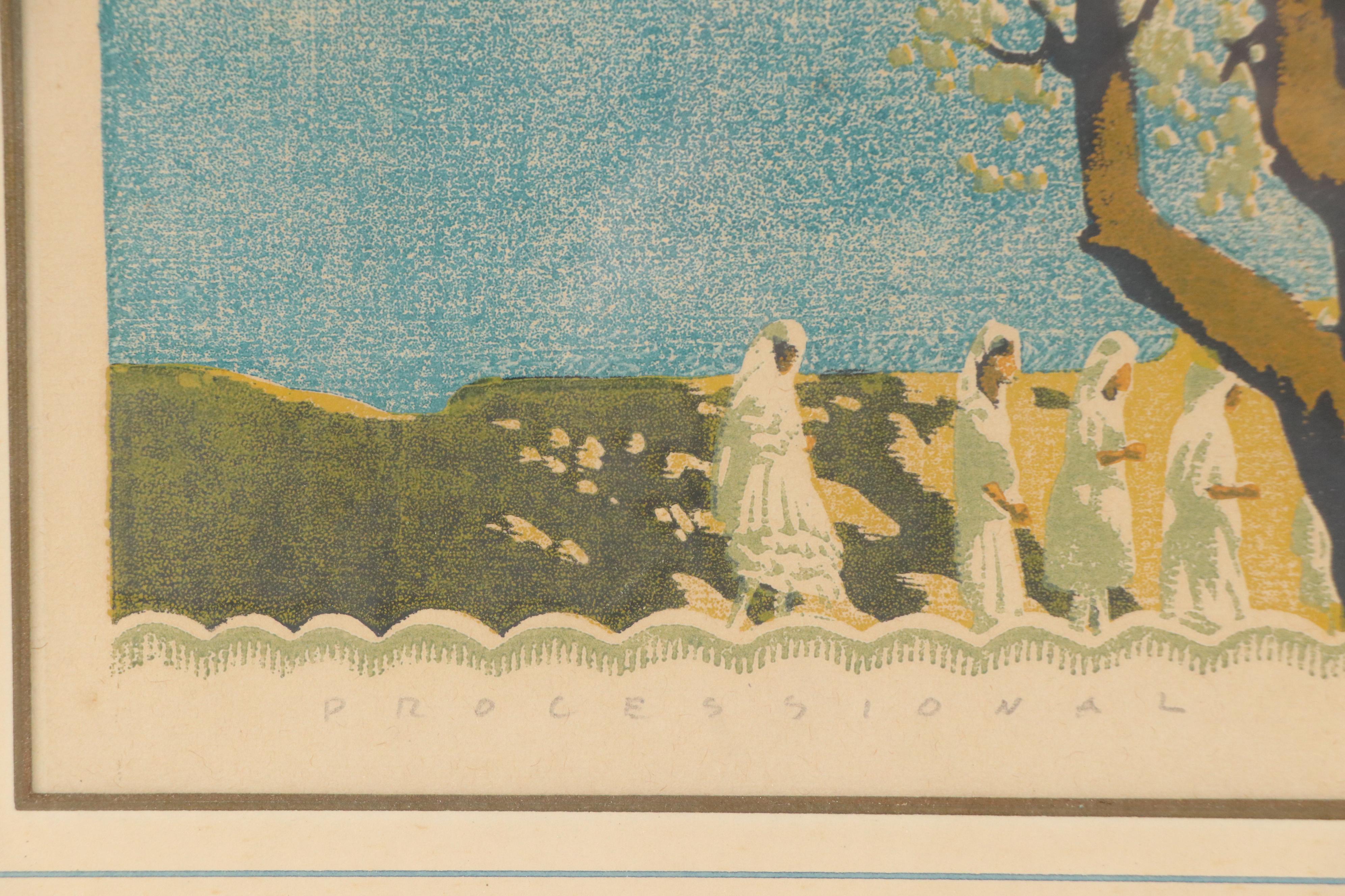 Gustave Baumann Woodcut "Processional," 1951