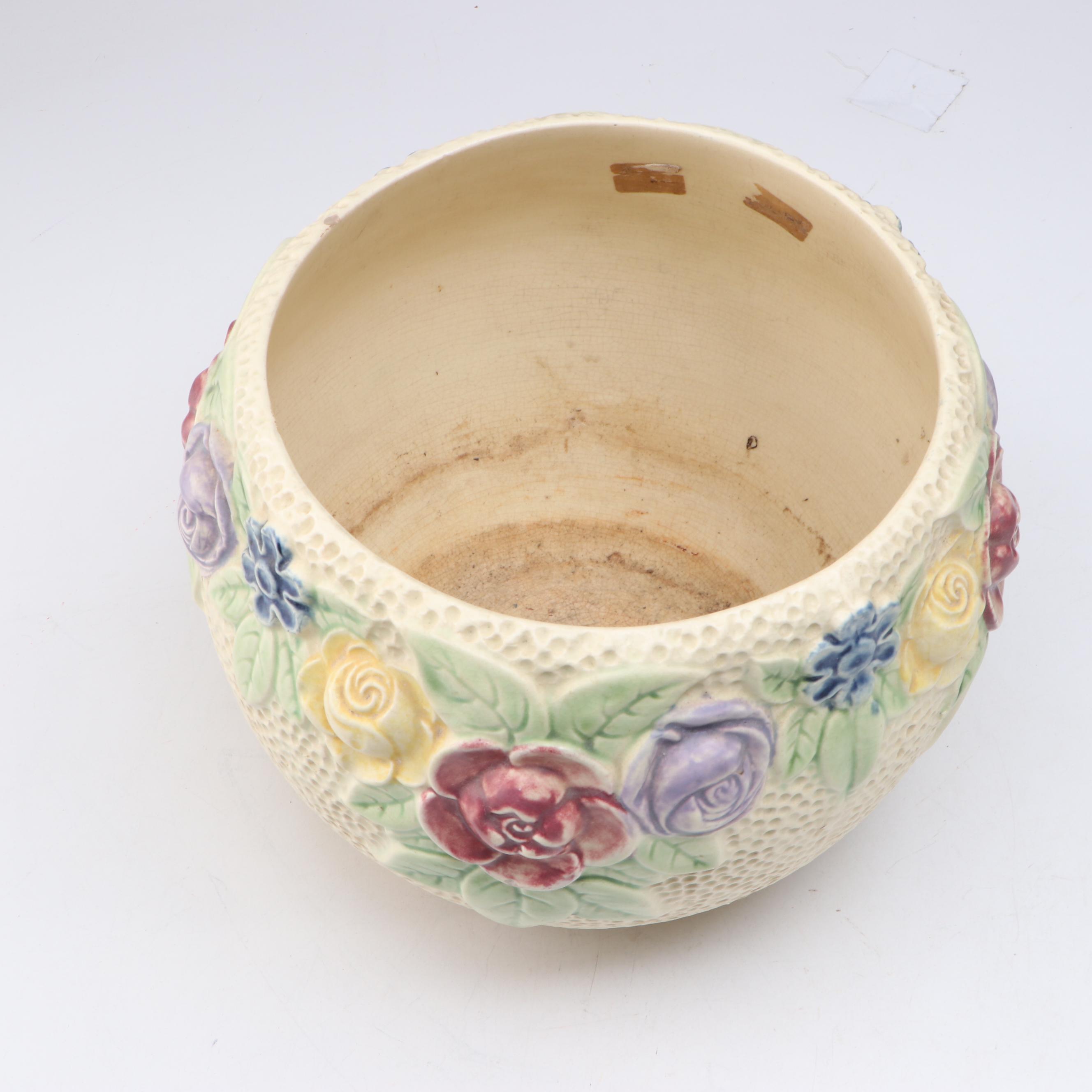 Roseville Pottery Embossed Floral Planter