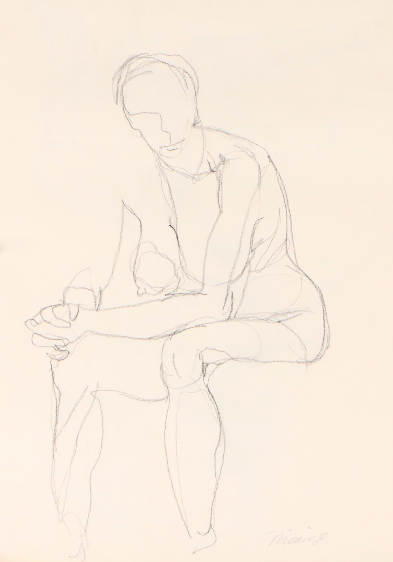 Nicaise Collection of Nude Charcoal Drawings of Lounging Figures, 1978