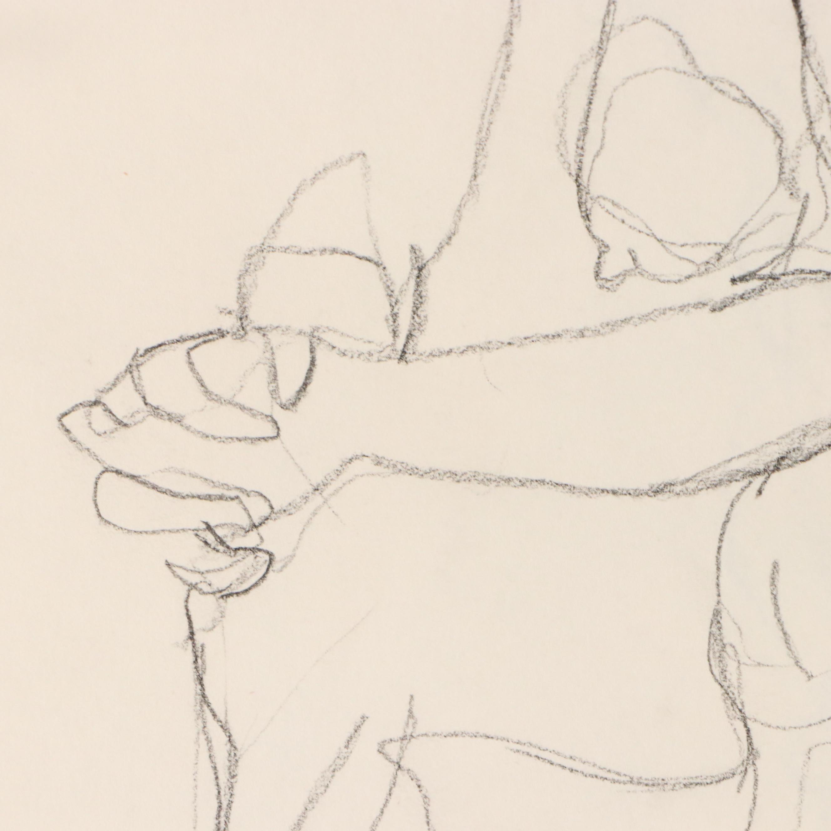 Nicaise Collection of Nude Charcoal Drawings of Lounging Figures, 1978