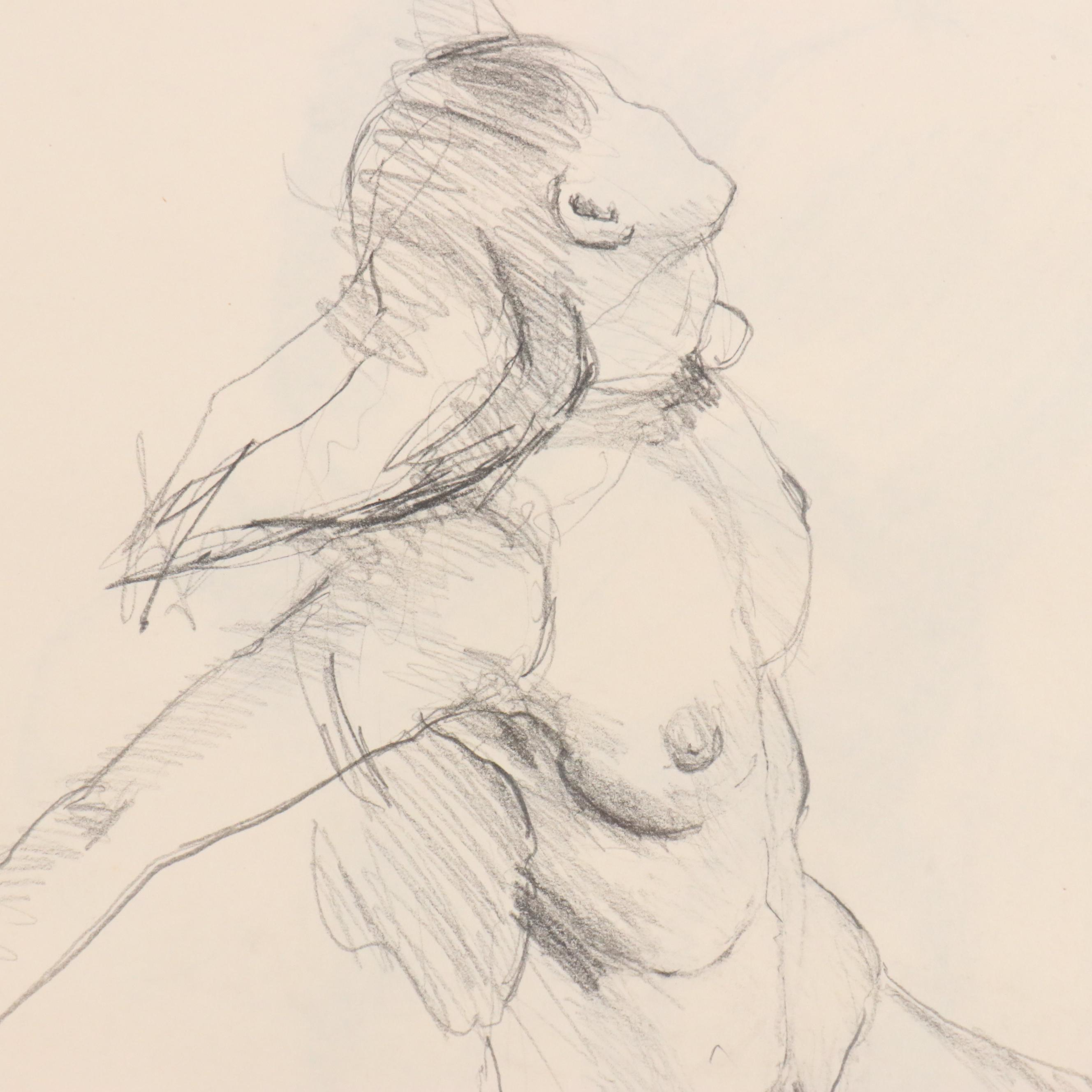 Nicaise Collection of Nude Charcoal Drawings of Lounging Figures, 1978