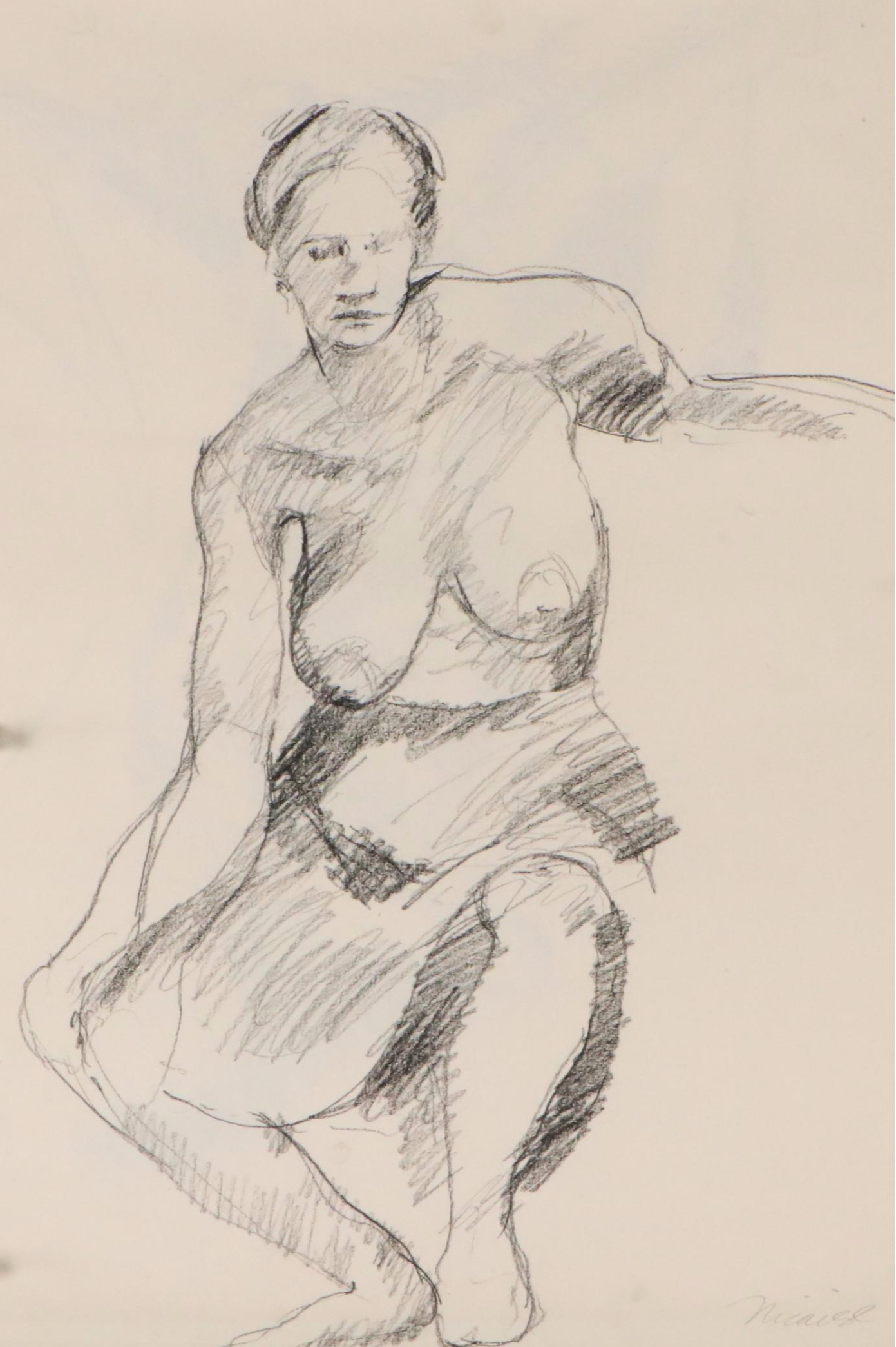Nicaise Collection of Nude Charcoal Drawings of Lounging Figures, 1978