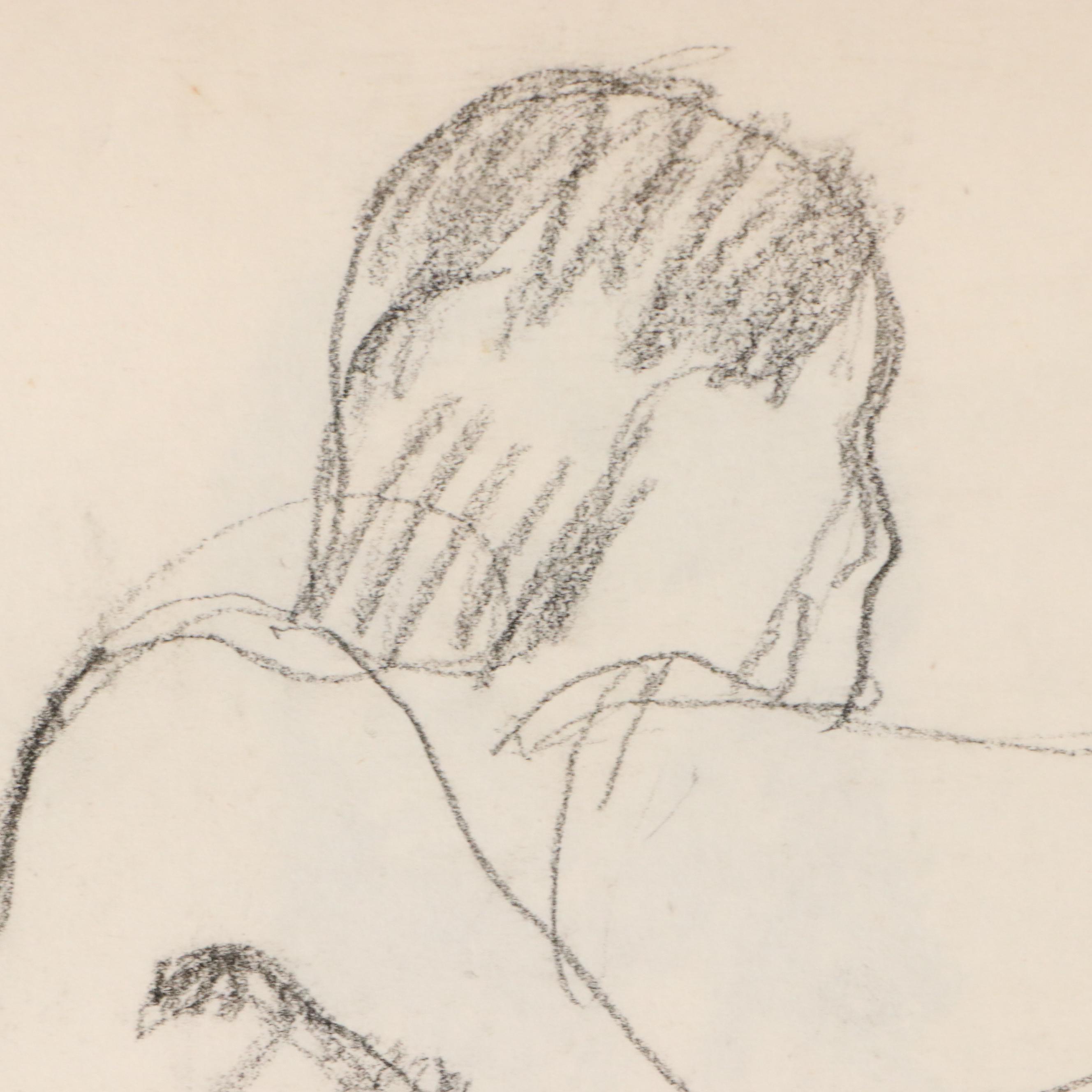 Nicaise Collection of Nude Charcoal Drawings of Lounging Figures, 1978