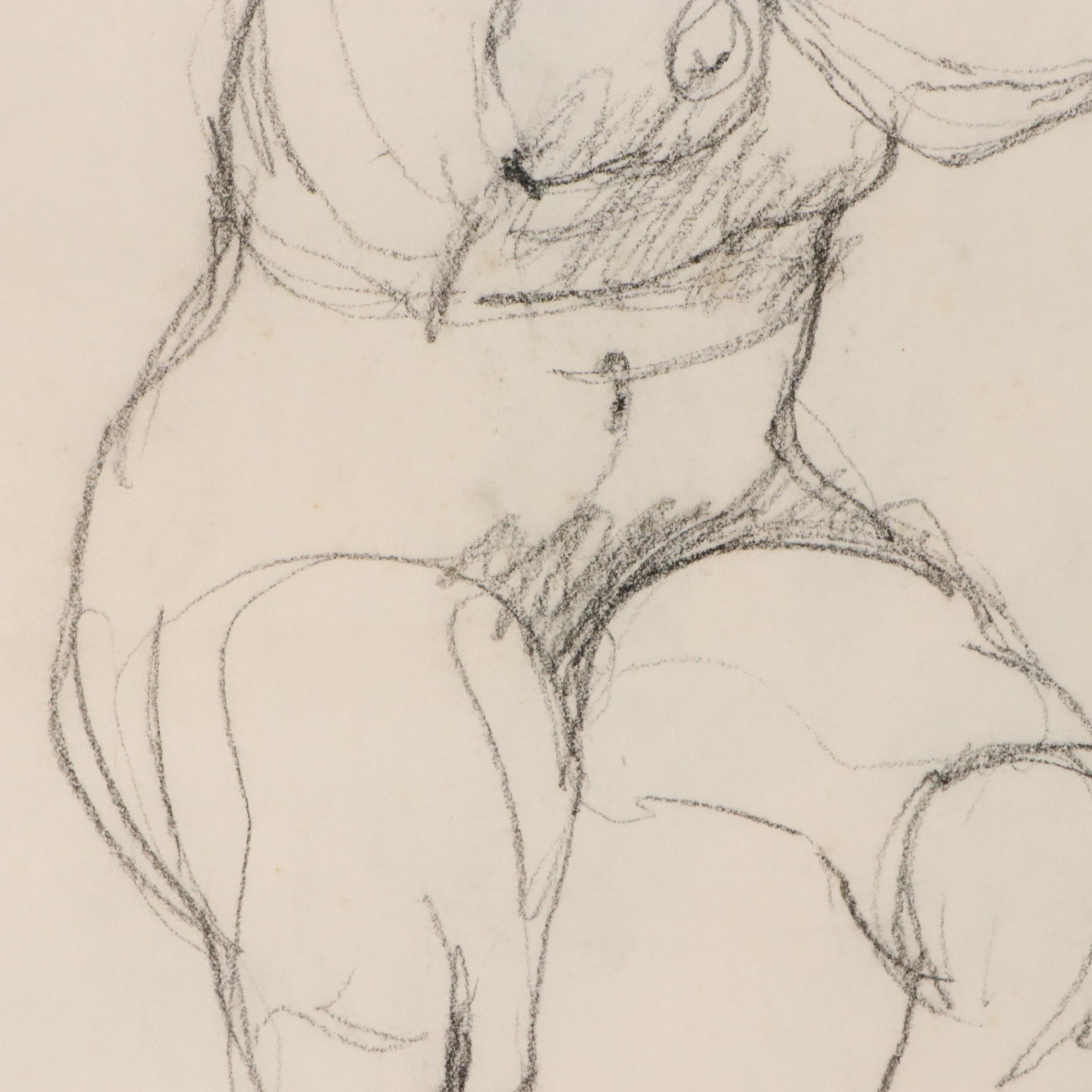 Nicaise Collection of Nude Charcoal Drawings of Lounging Figures, 1978