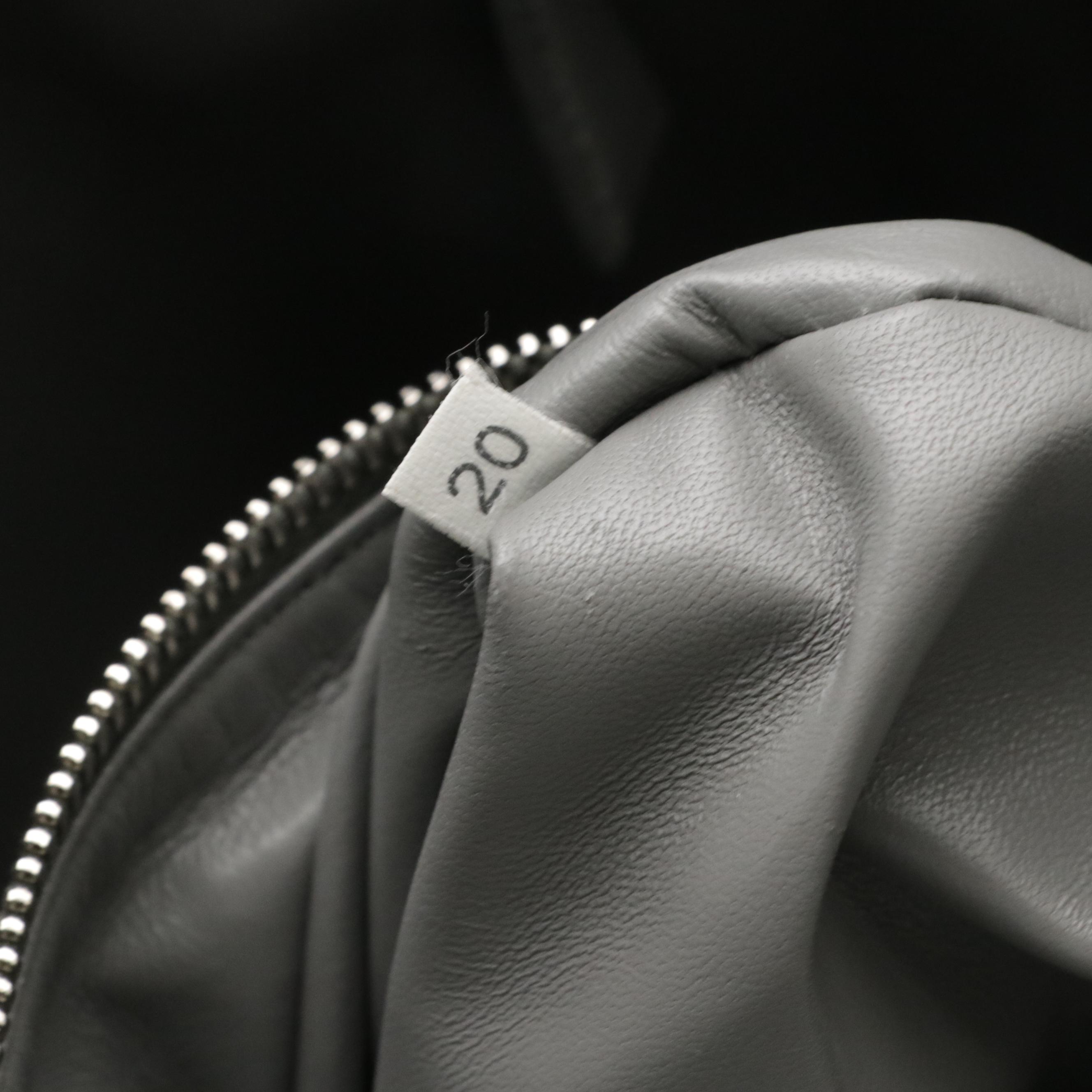 Prada Grey Crinkled Lambskin Leather Shoulder Tote