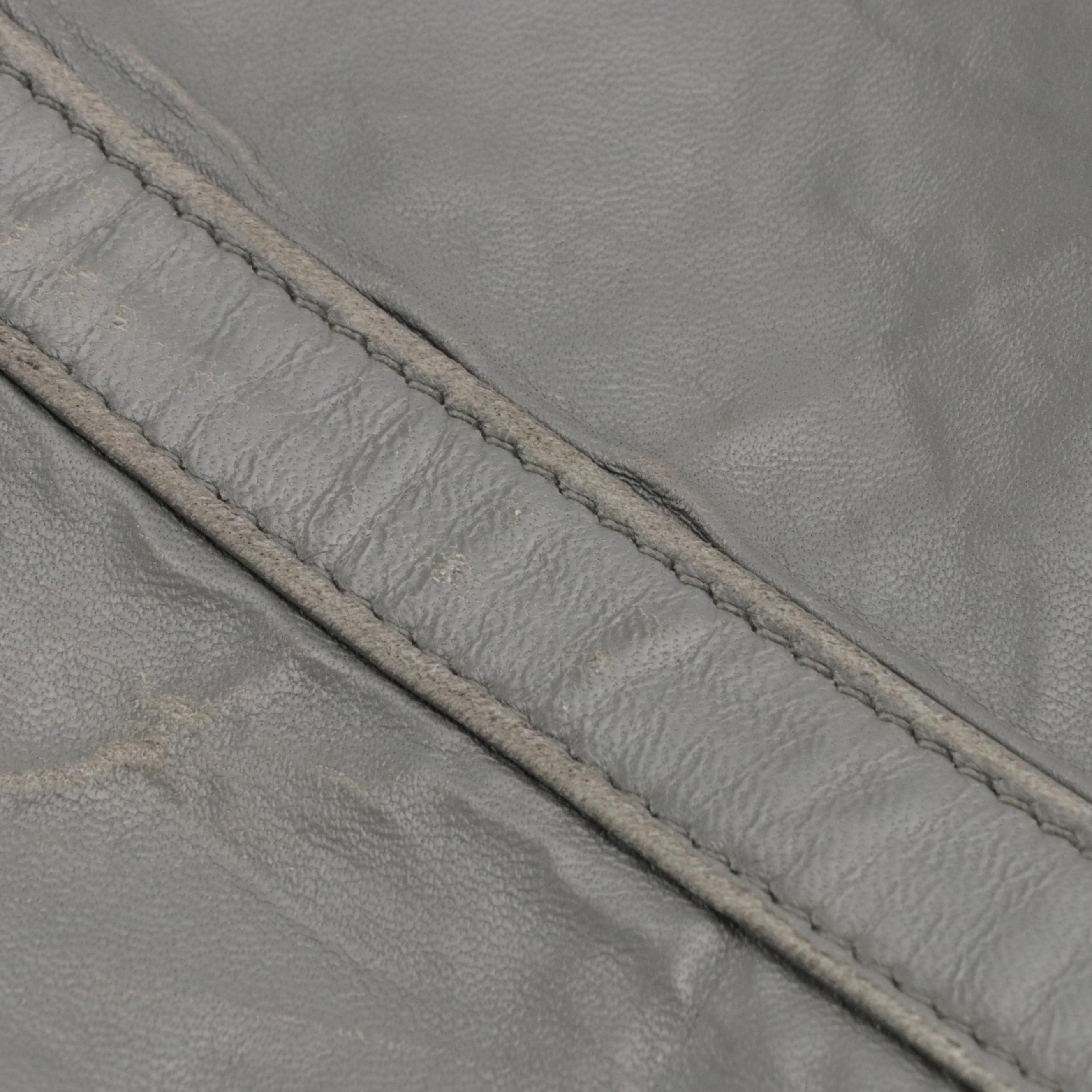 Prada Grey Crinkled Lambskin Leather Shoulder Tote