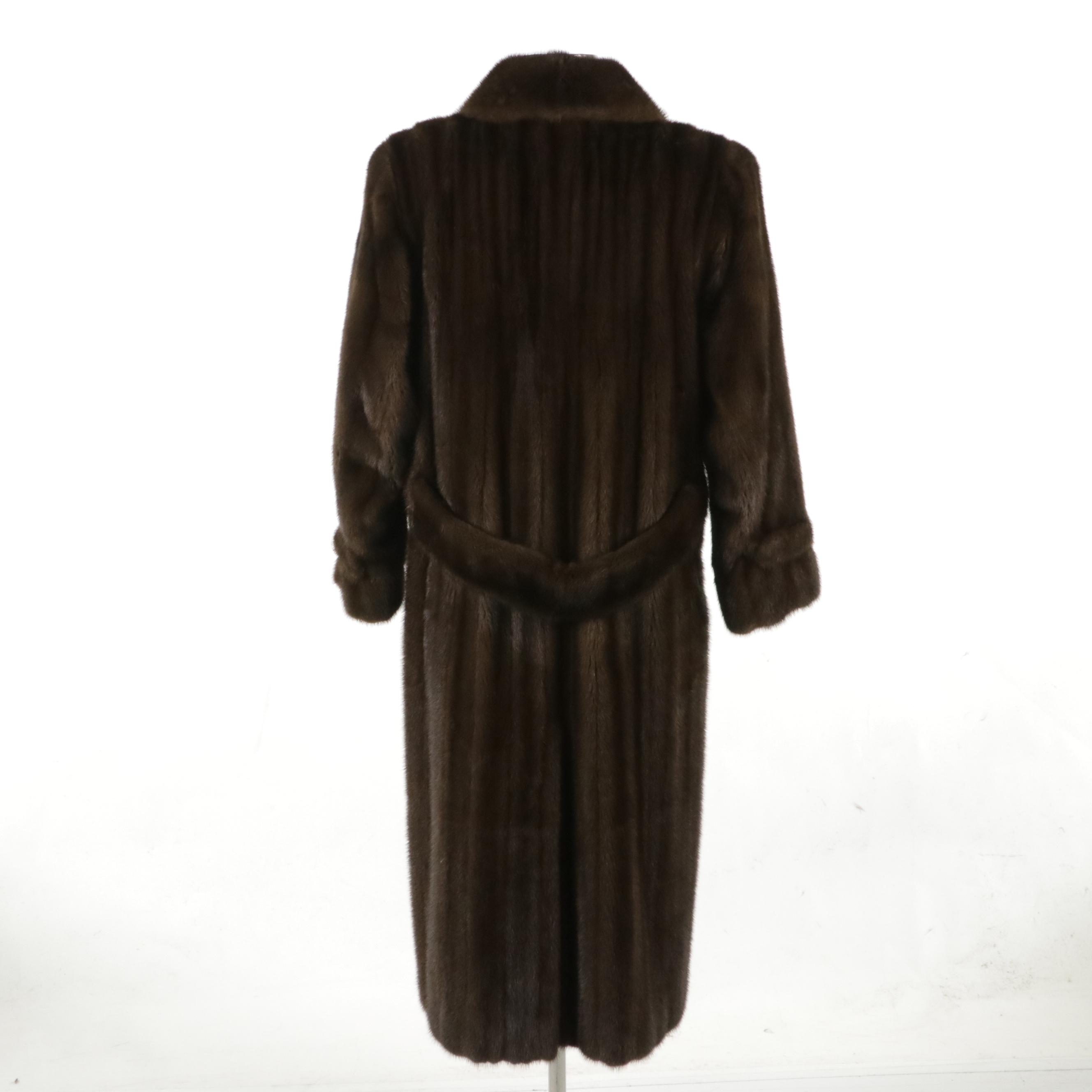 Vintage Chocolate Brown Mink Fur Long Coat