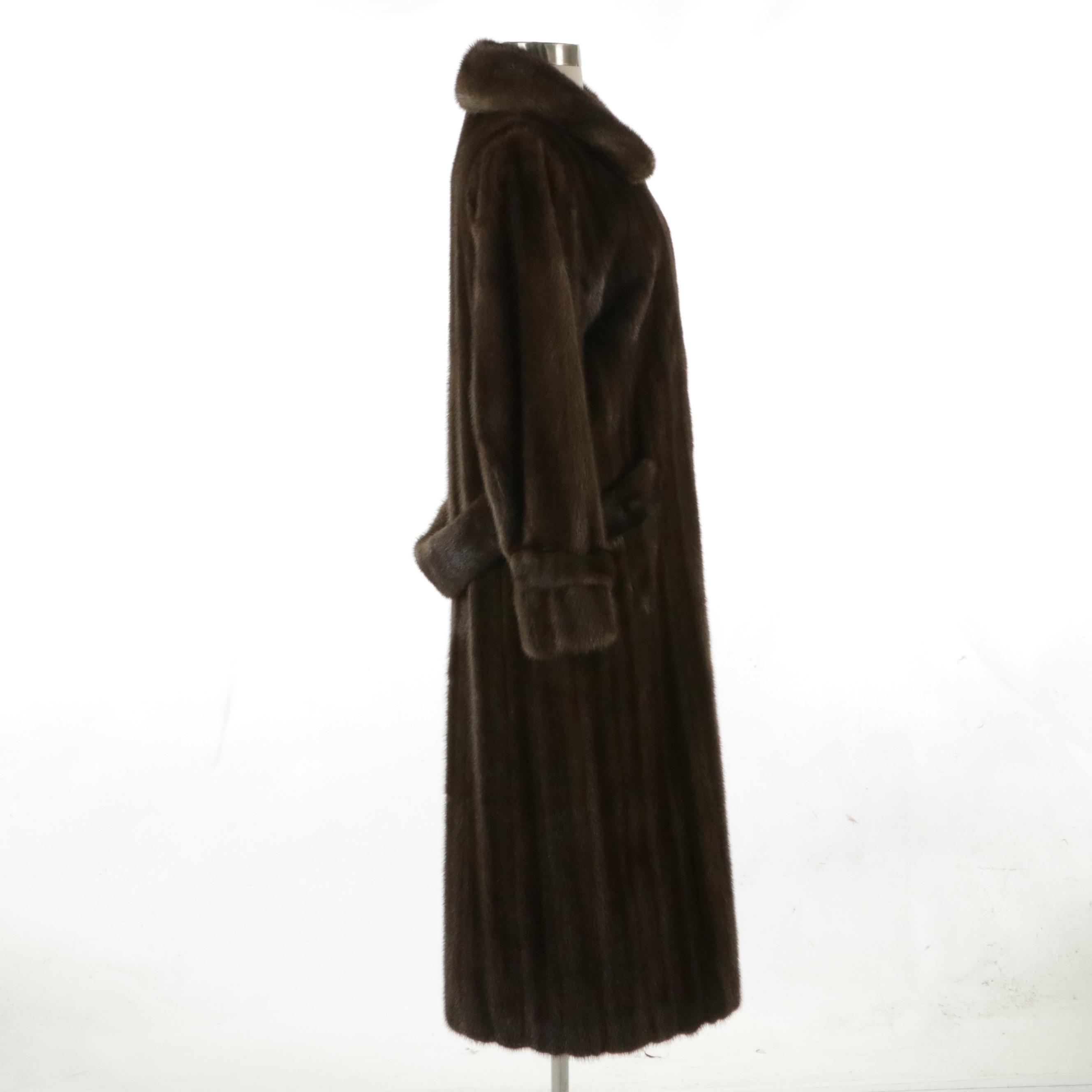 Vintage Chocolate Brown Mink Fur Long Coat