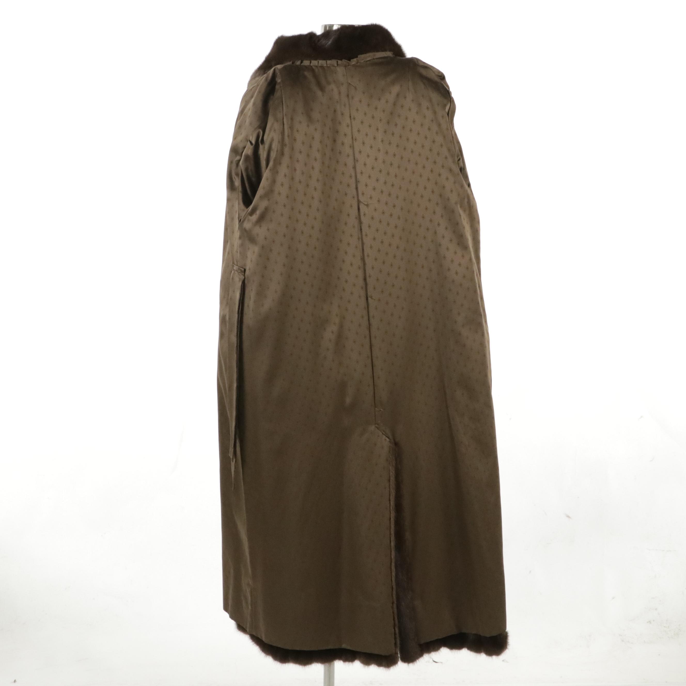 Vintage Chocolate Brown Mink Fur Long Coat