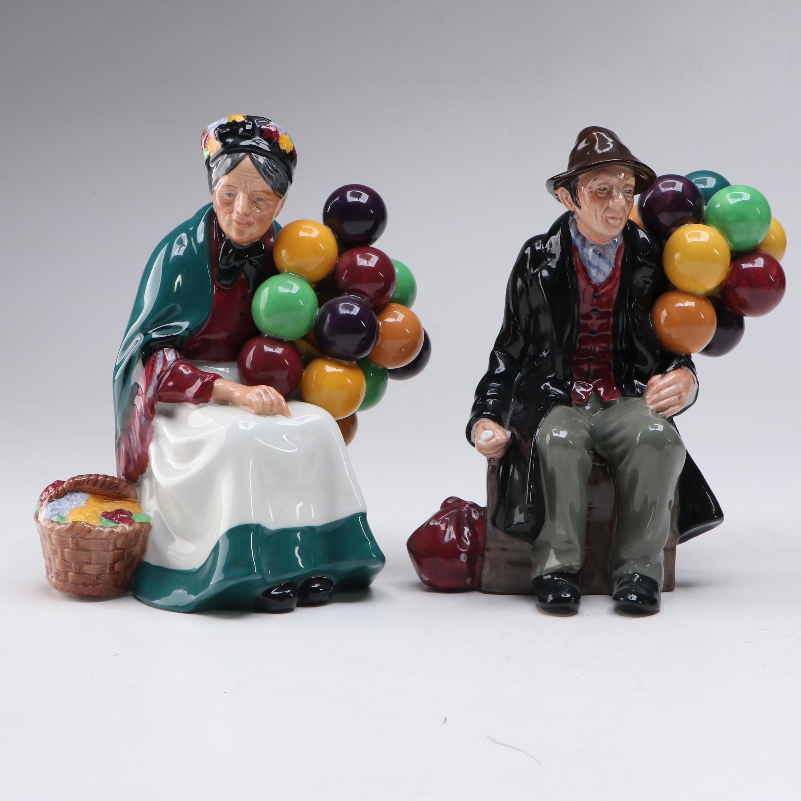 Royal Doulton "The Old Balloon Seller" and "The Balloon Man" Ceramic Figurines