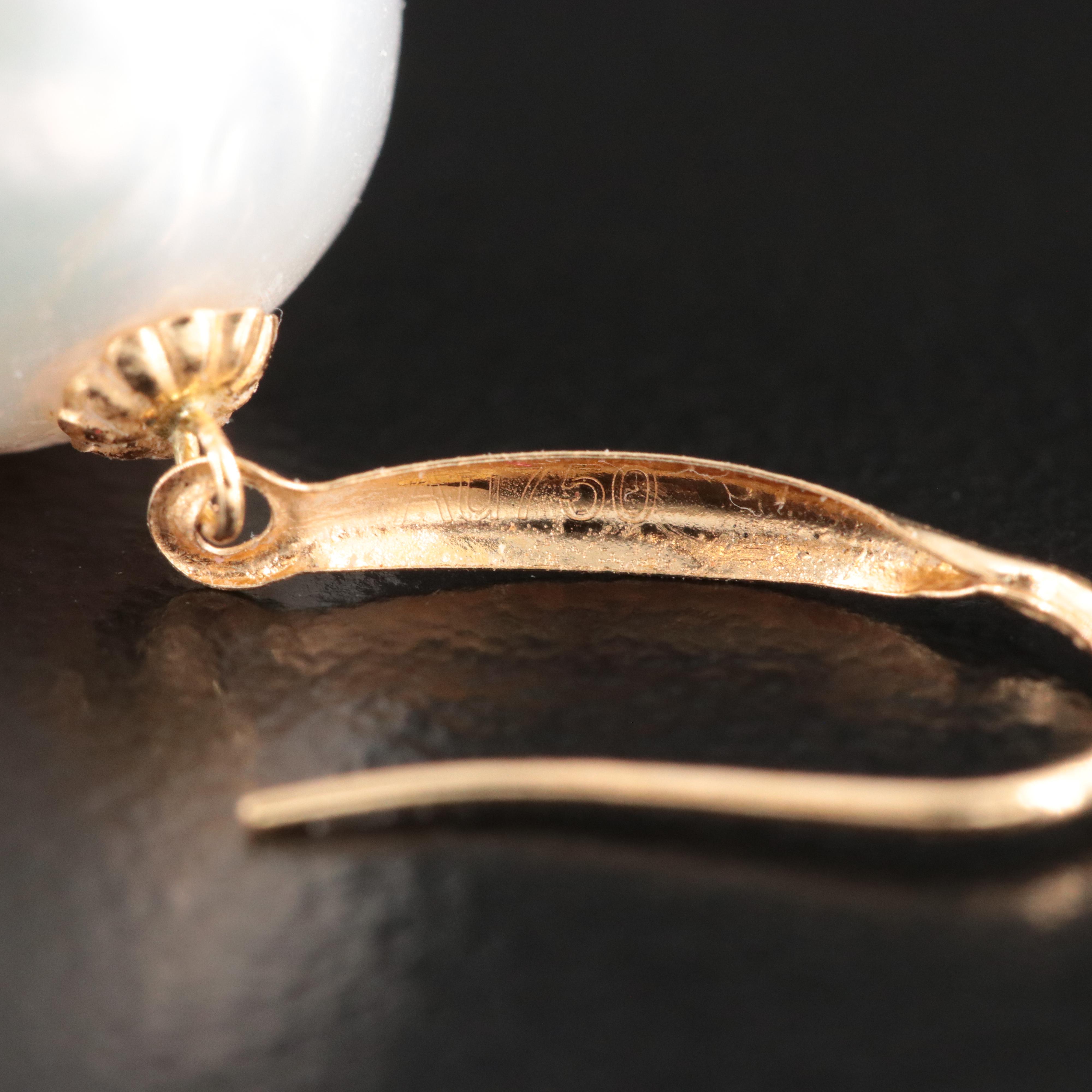 18K Pearl Drop Earrings and Pearl and Diamond Pendant