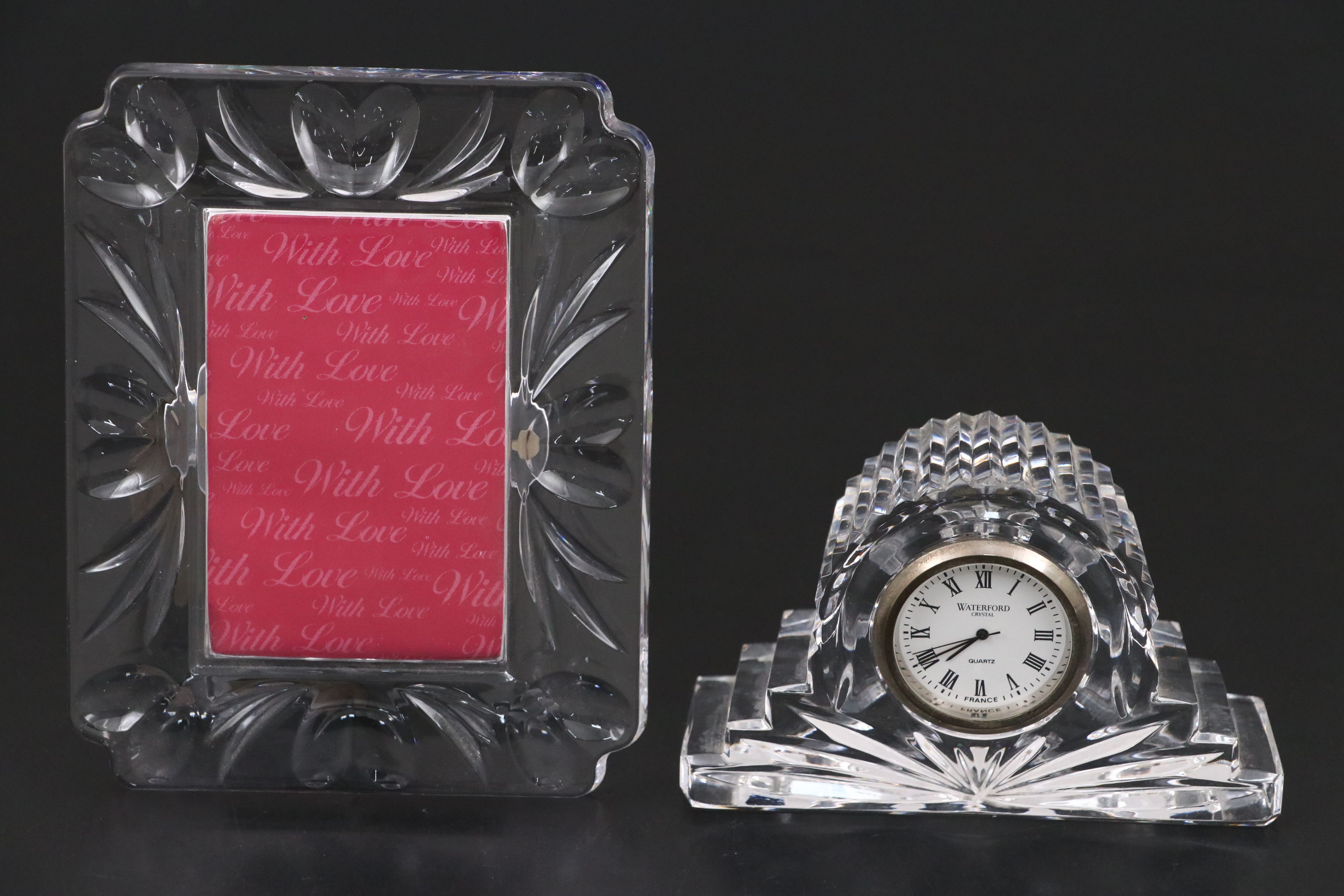 Shannon and Other Crystal Ashtrays with Waterford Crystal Desk Clock and Frame