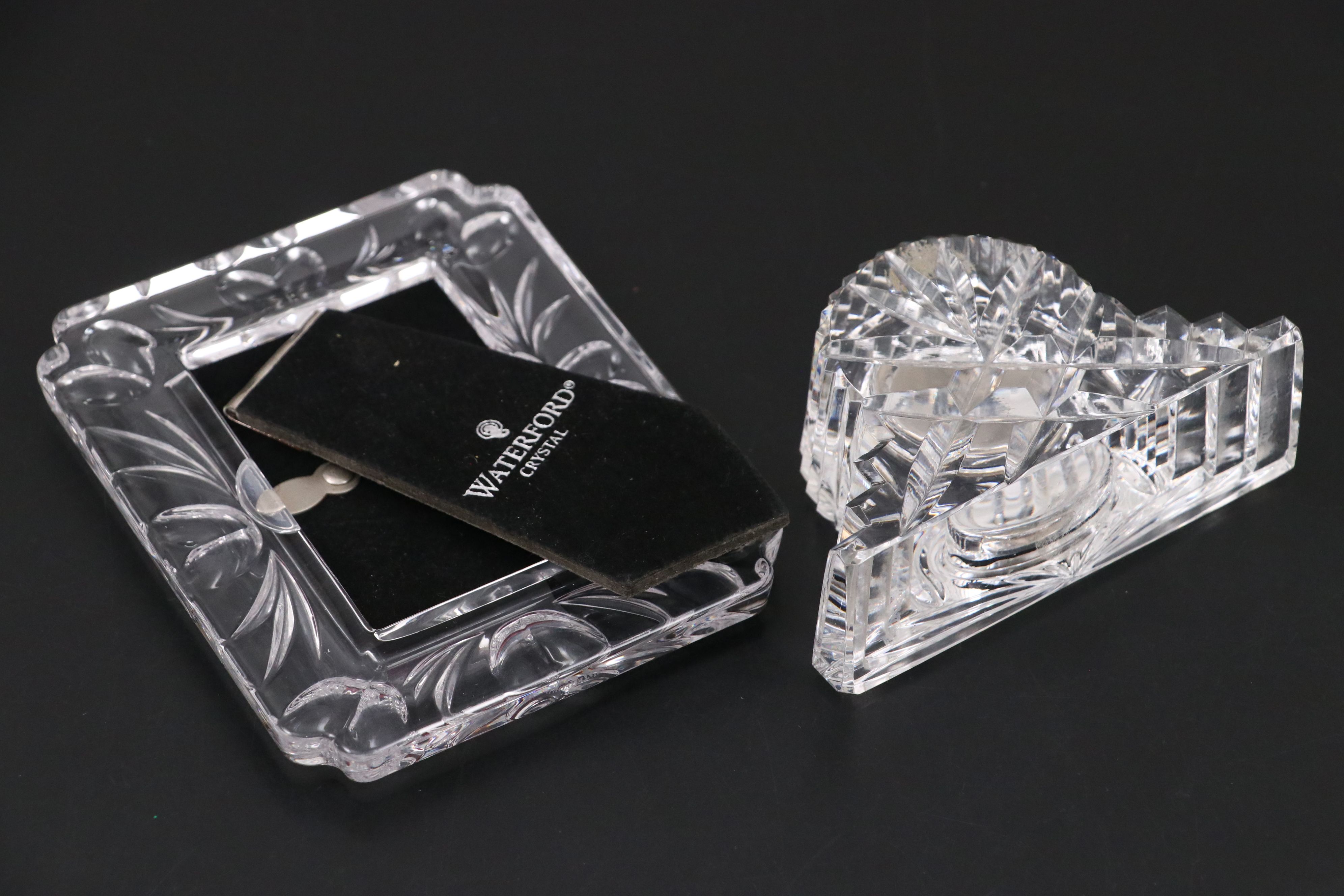 Shannon and Other Crystal Ashtrays with Waterford Crystal Desk Clock and Frame