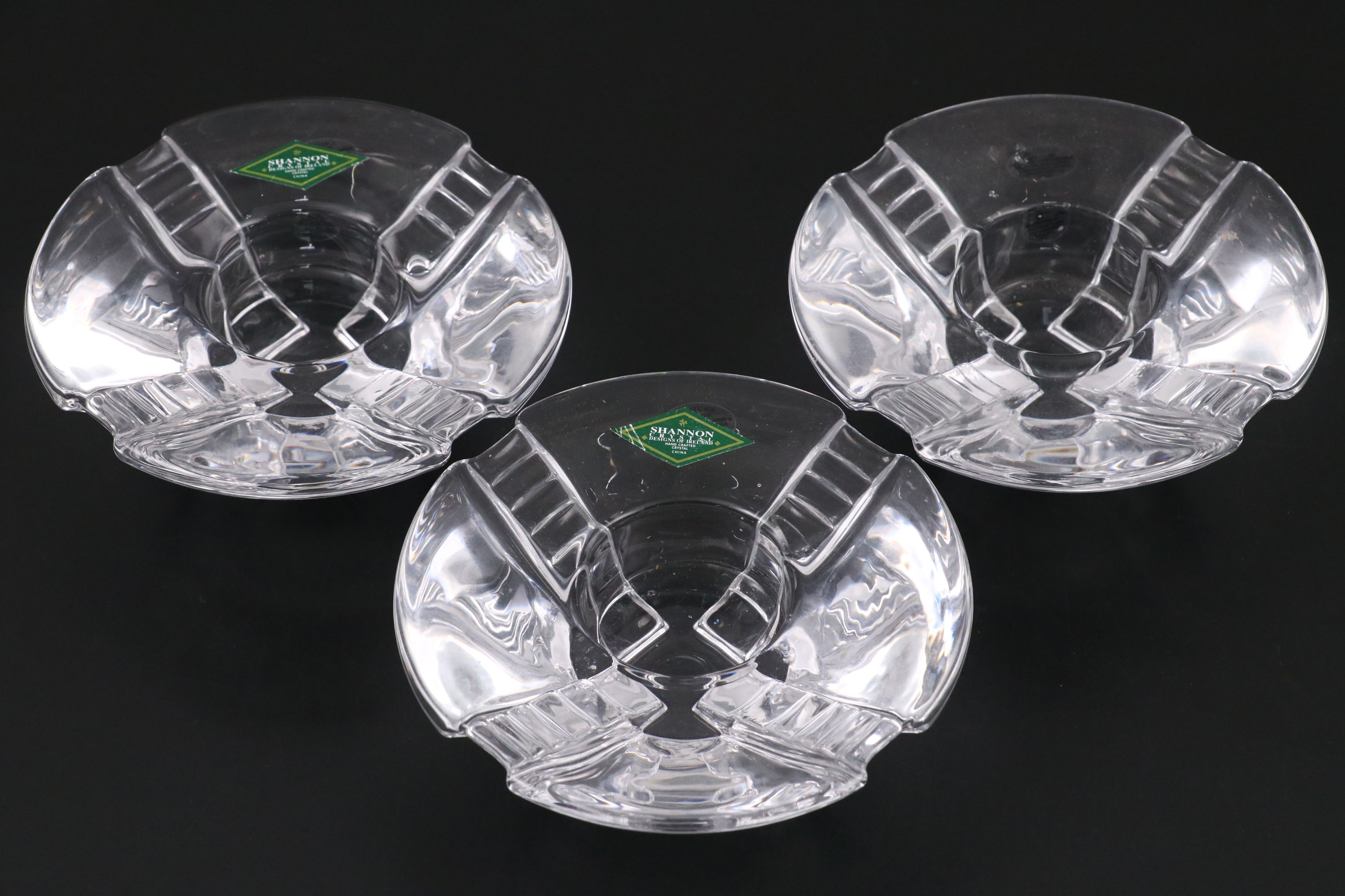 Shannon and Other Crystal Ashtrays with Waterford Crystal Desk Clock and Frame