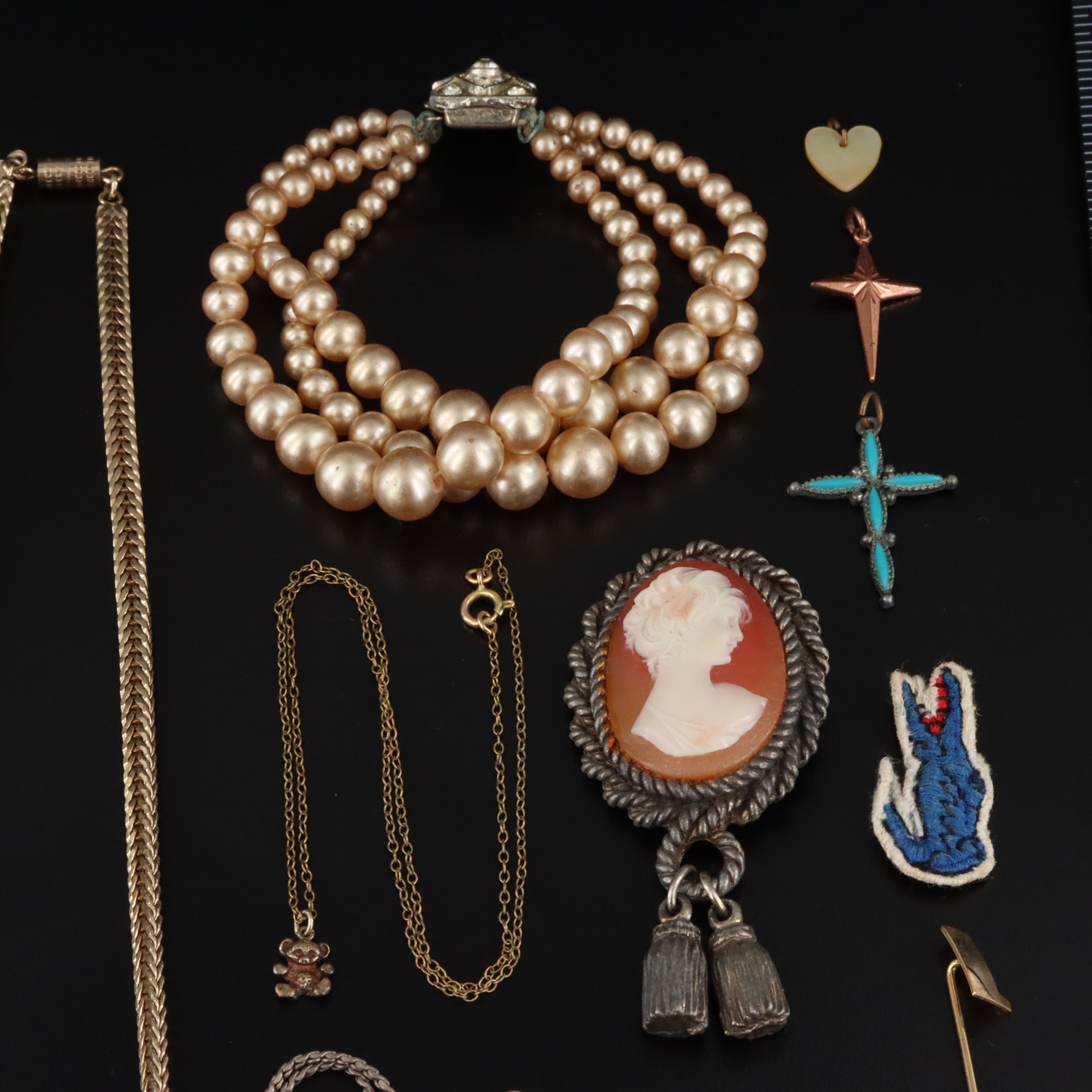 Vintage Jewelry Assortment Featuring Sterling and "Like Ike" Button