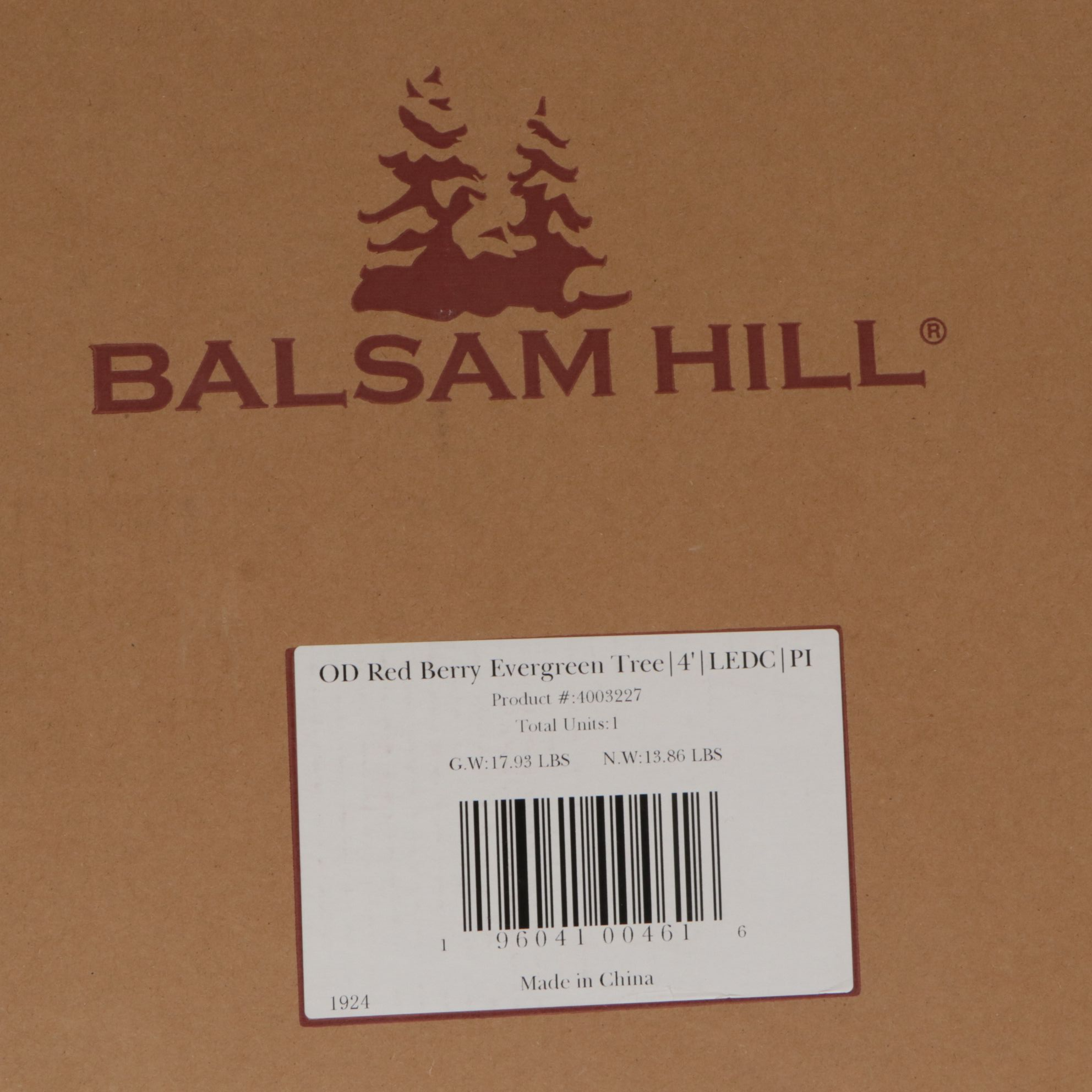 4' Balsam Hills Outdoor Red Berry Evergreen Tree