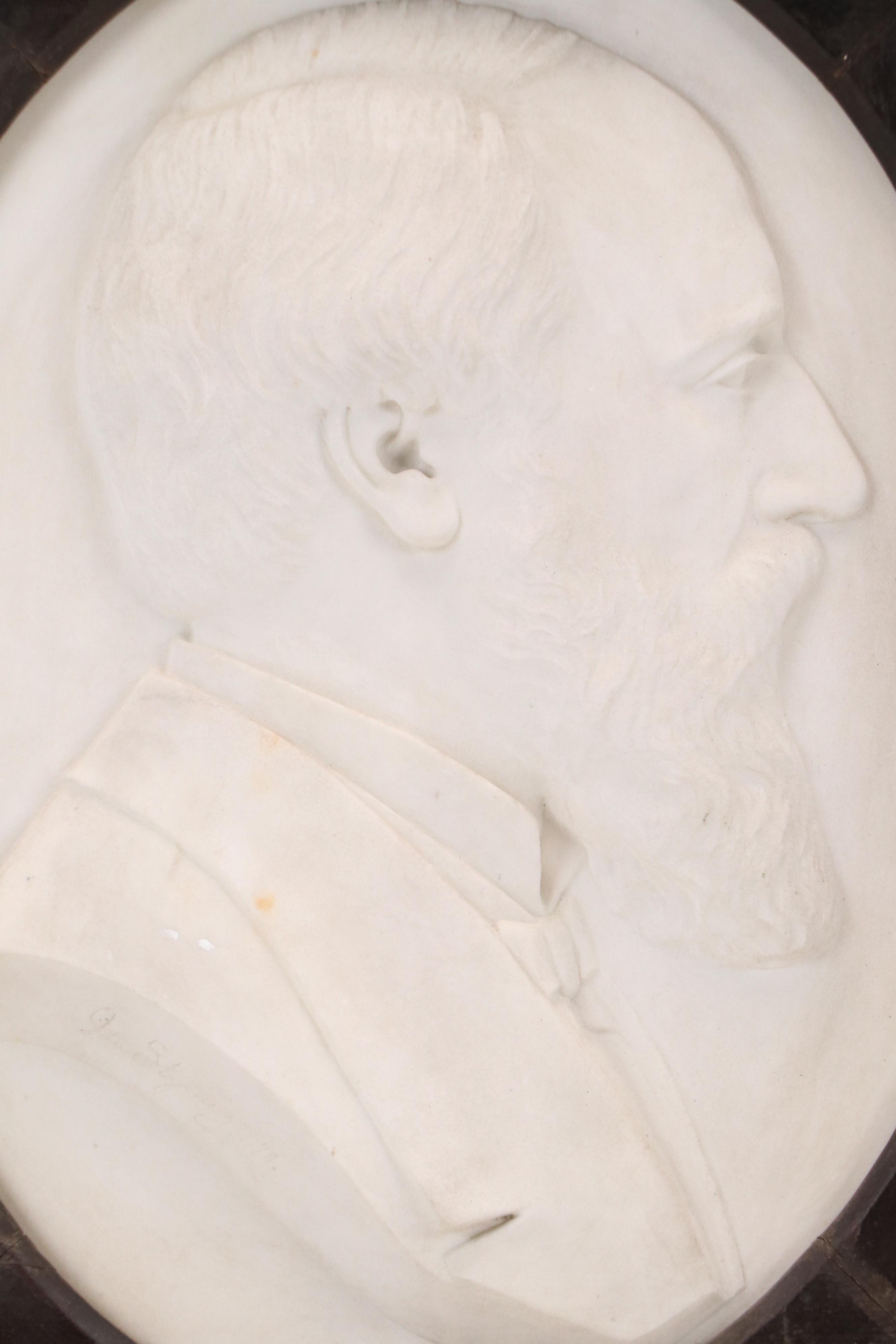 Ida Stymus Marble Bas-Relief Bust of Unknown Man, 1878