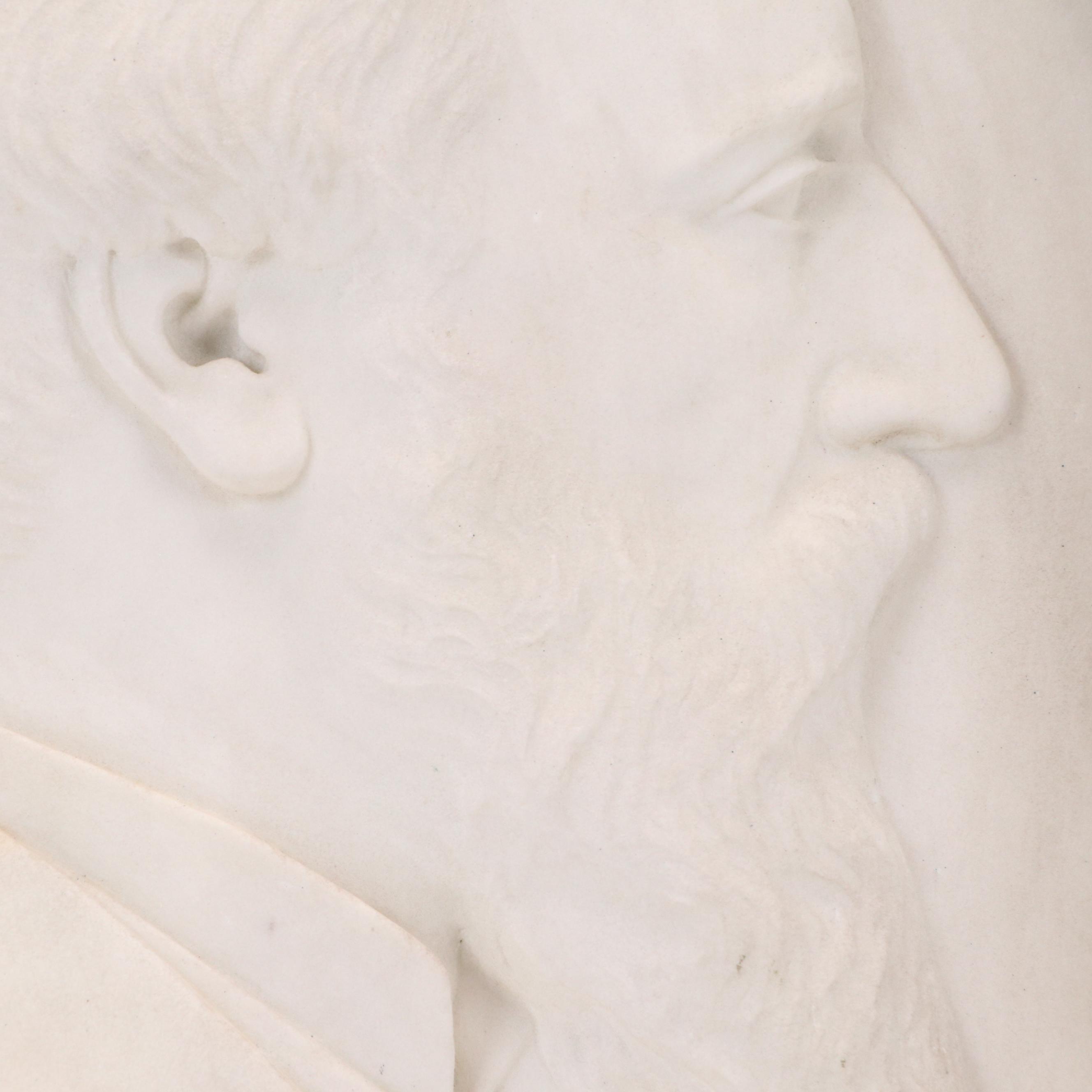 Ida Stymus Marble Bas-Relief Bust of Unknown Man, 1878