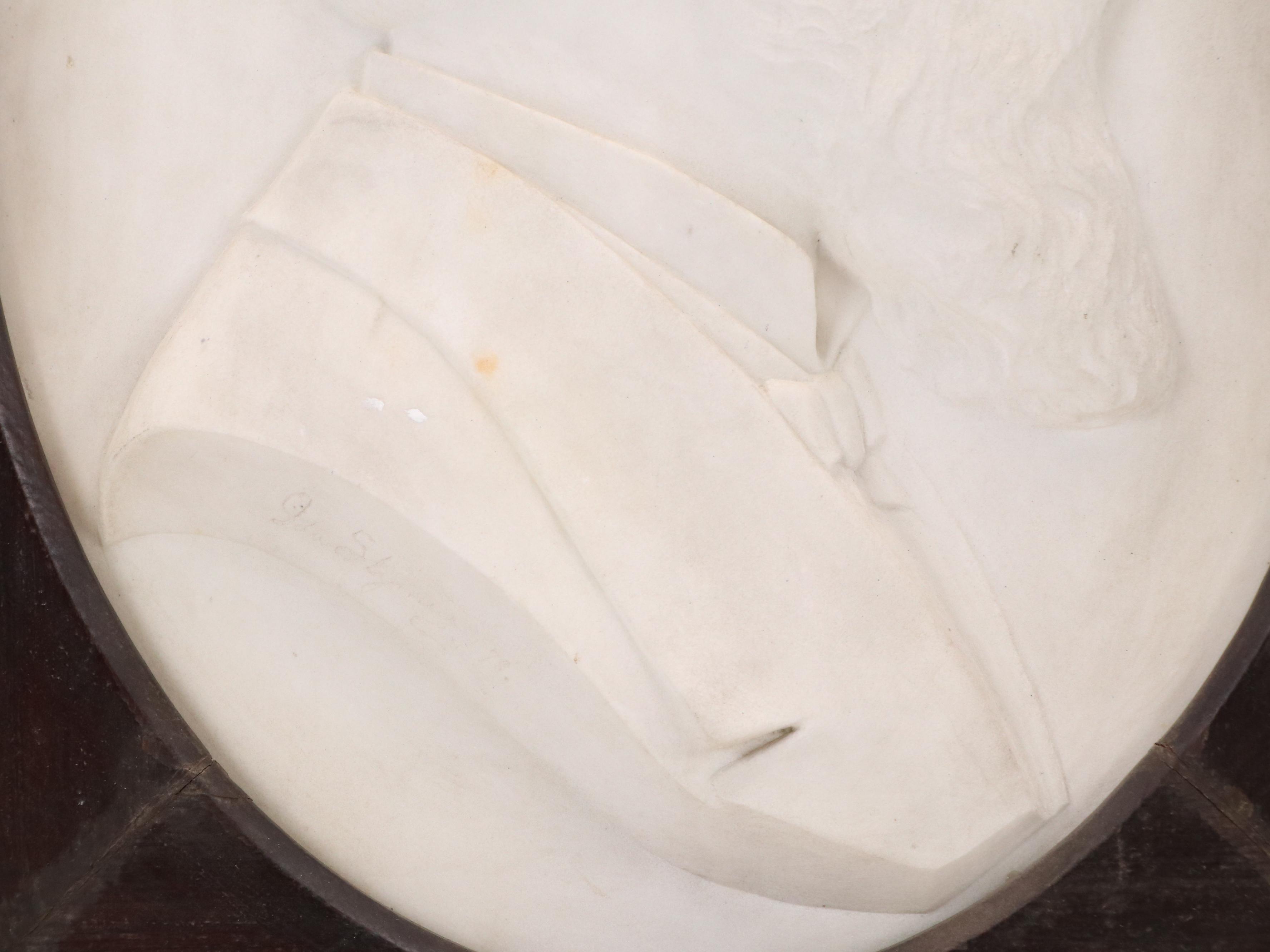 Ida Stymus Marble Bas-Relief Bust of Unknown Man, 1878