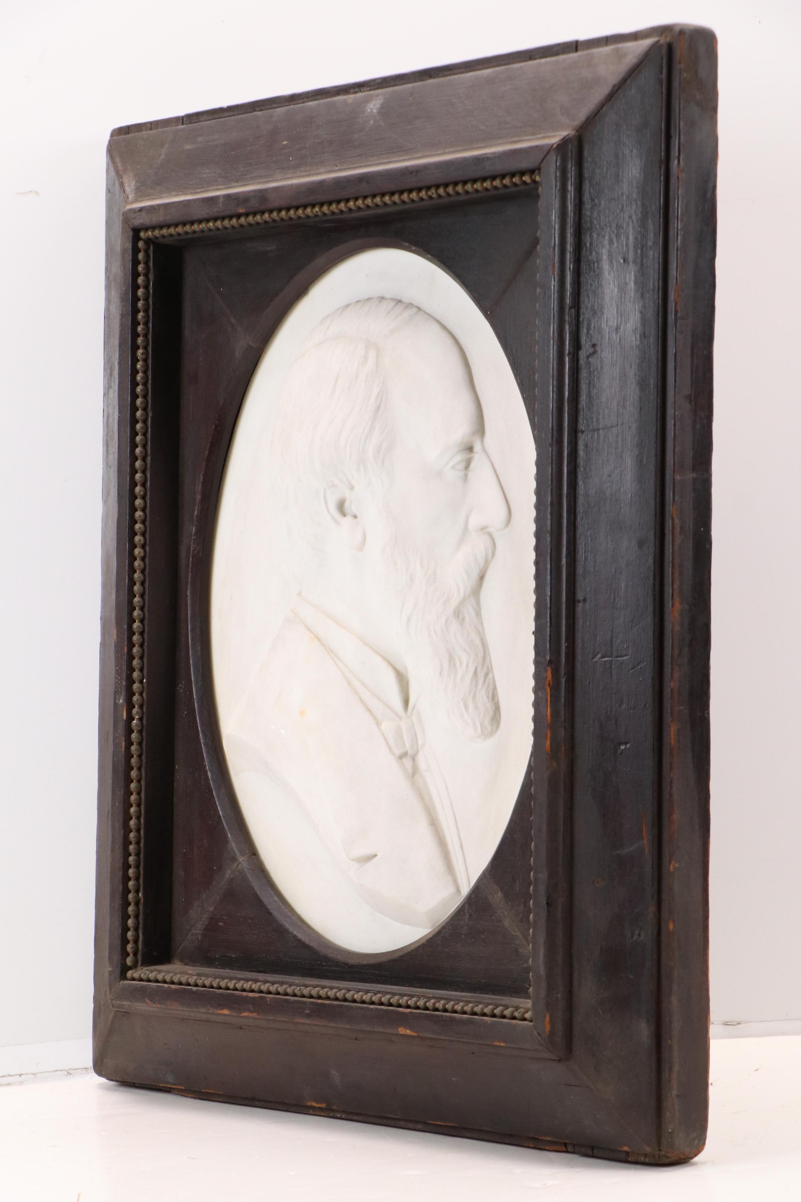 Ida Stymus Marble Bas-Relief Bust of Unknown Man, 1878