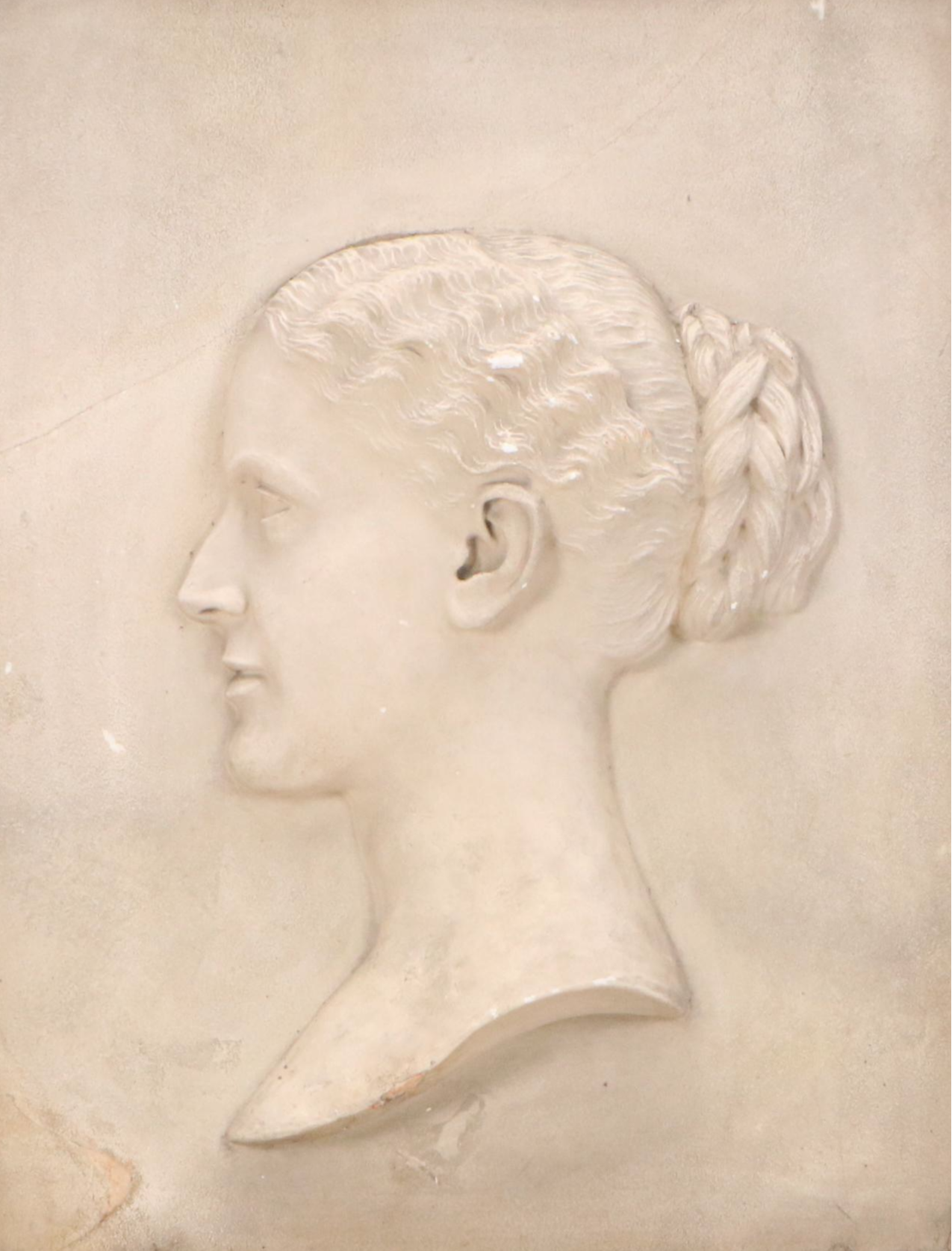 Attributed to Edward Augustus Brackett Plaster Bas-Relief Portrait, Late 19th C.