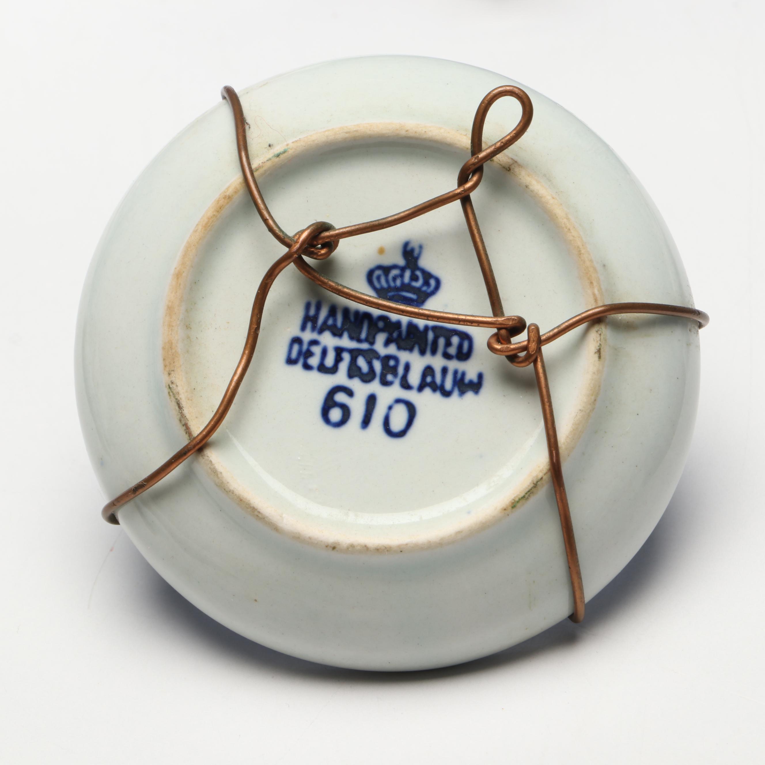 Rynbende Delft Blue Ceramic Vase with Other European Delft Blue Tableware